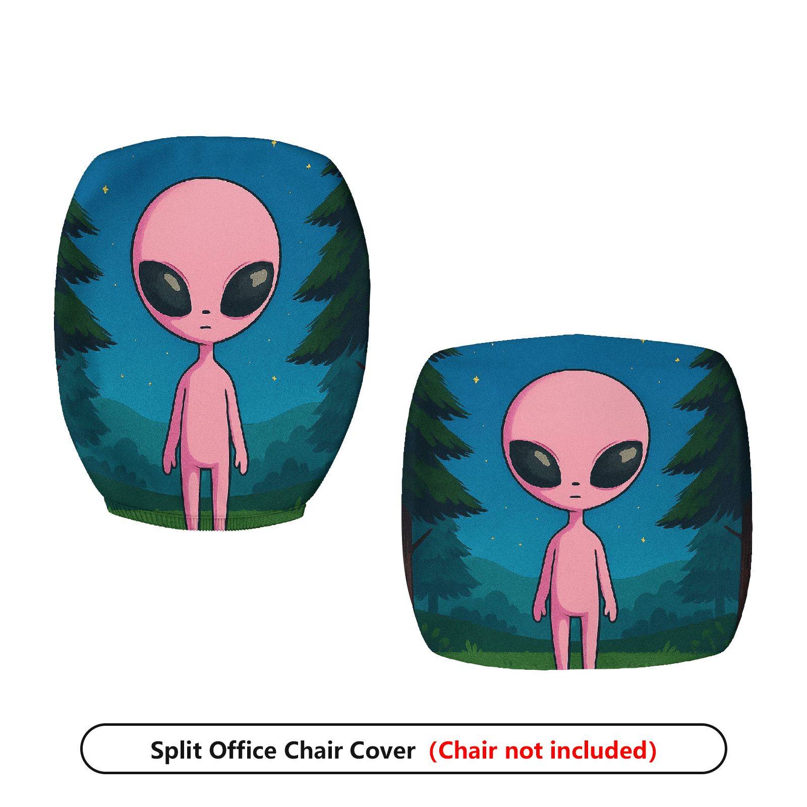 2-Piece Alien Forest Galaxy Starry Night Pink  Computer Chair Cover Set, Seat and Backrest