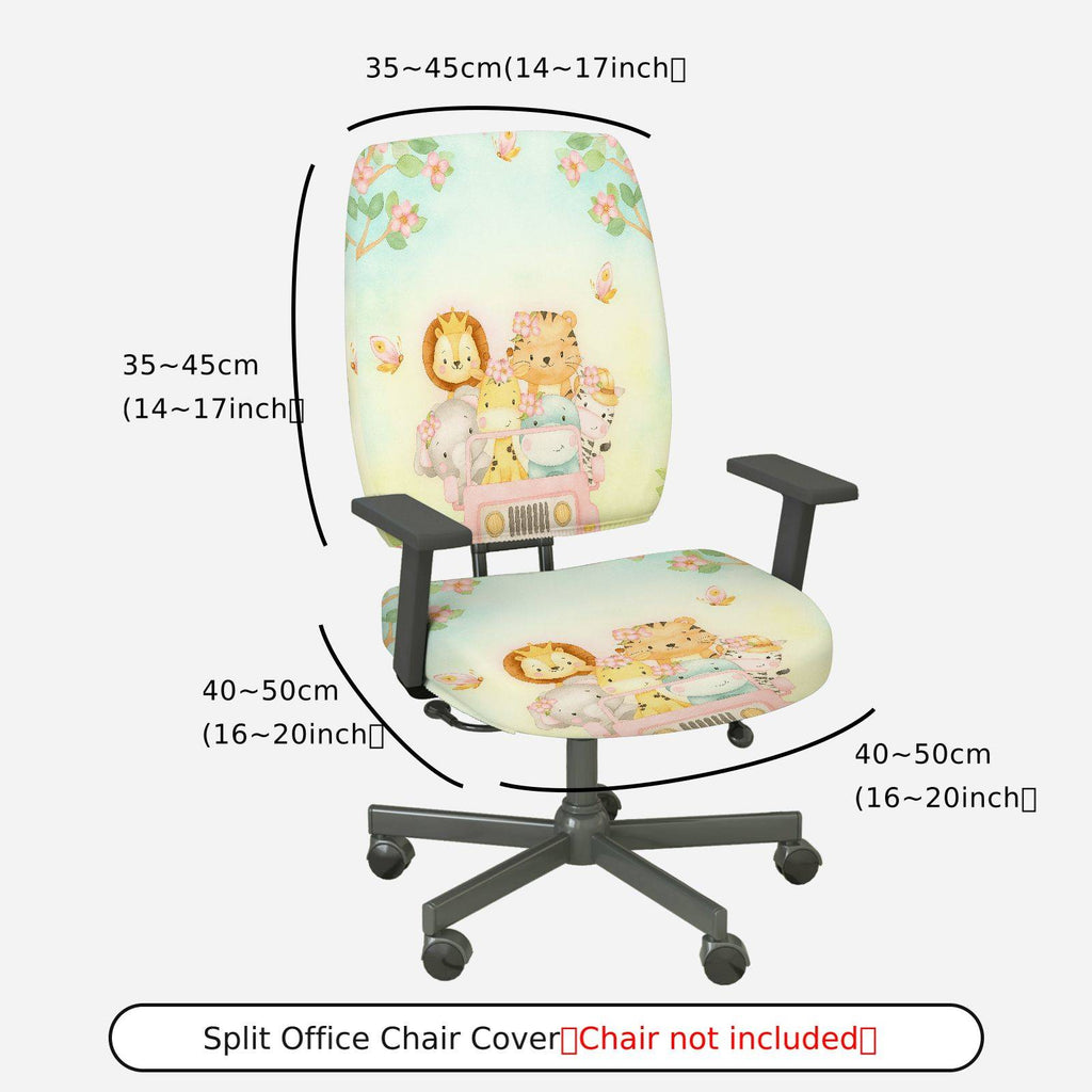 2-Piece Animal Floral Car Journey Spring  Computer Chair Cover Set, Seat and Backrest
