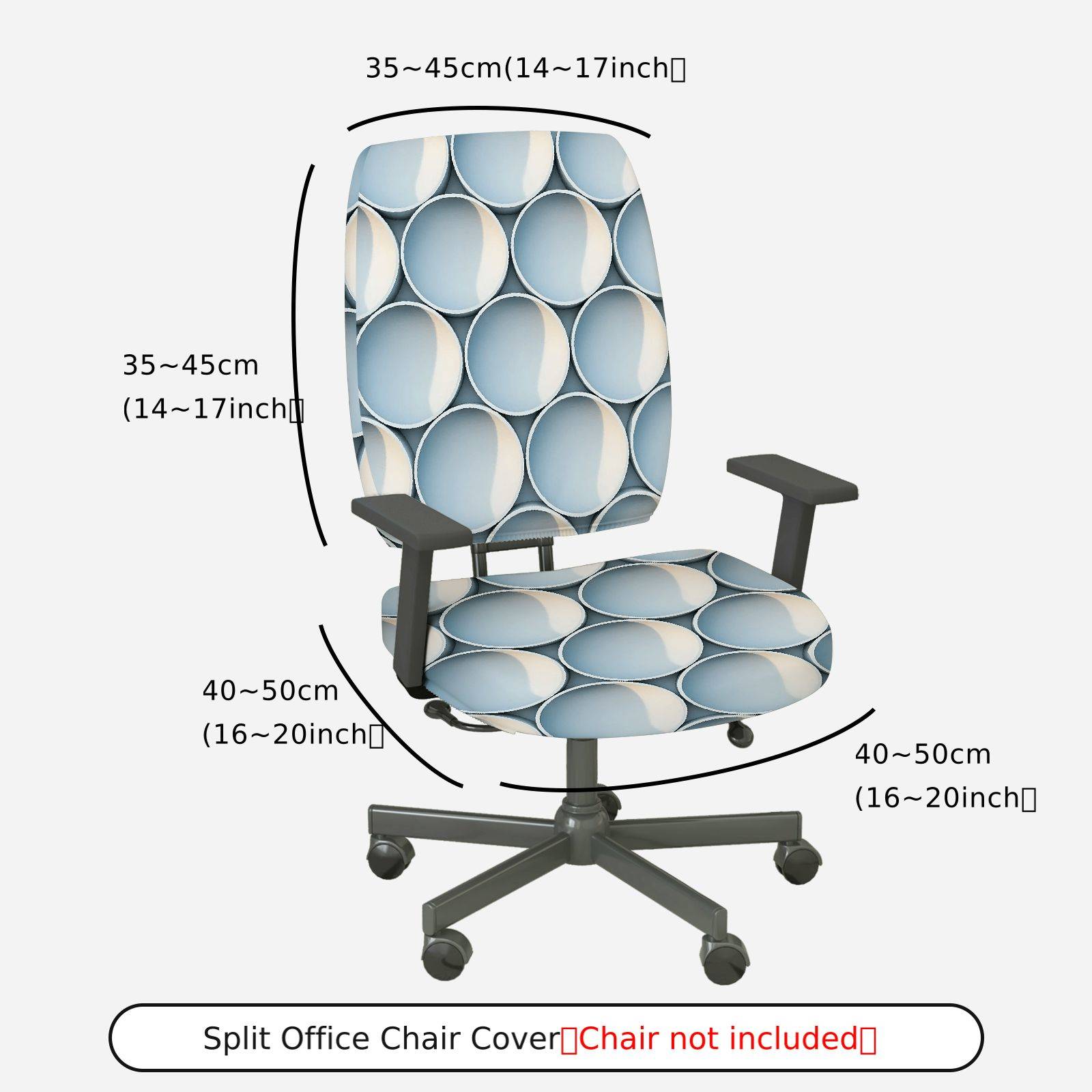 2-Piece Modern Geometric Blue Pattern Stretchy  Computer Chair Cover Set, Seat and Backrest