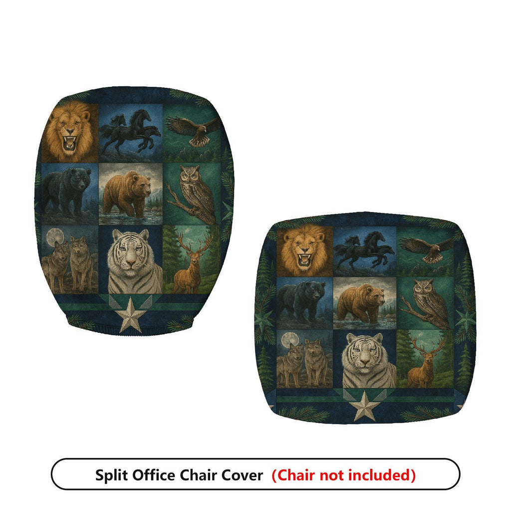 2-Piece Animal forest star nature wildlife  Computer Chair Cover Set, Seat and Backrest