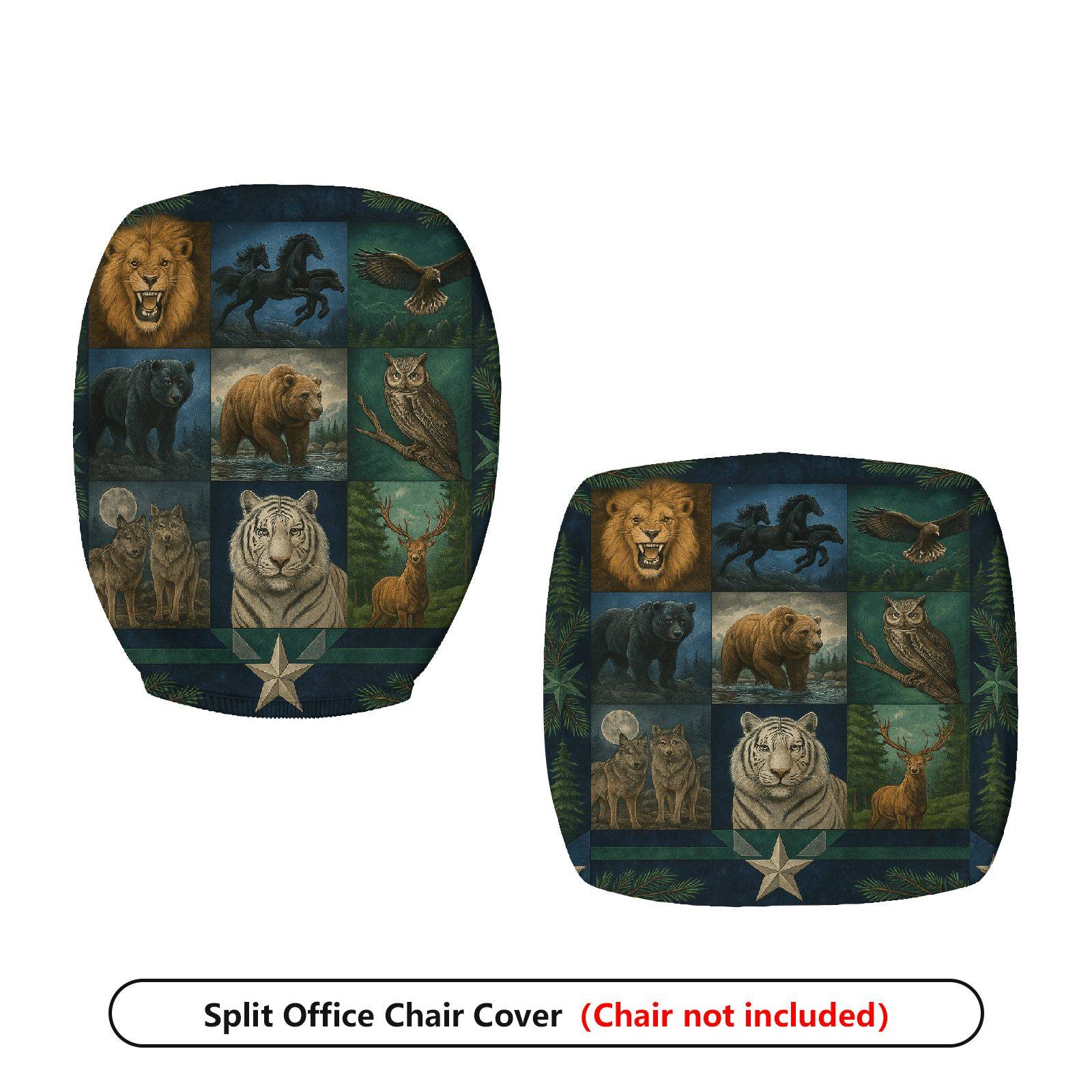 2-Piece Animal forest star nature wildlife  Computer Chair Cover Set, Seat and Backrest