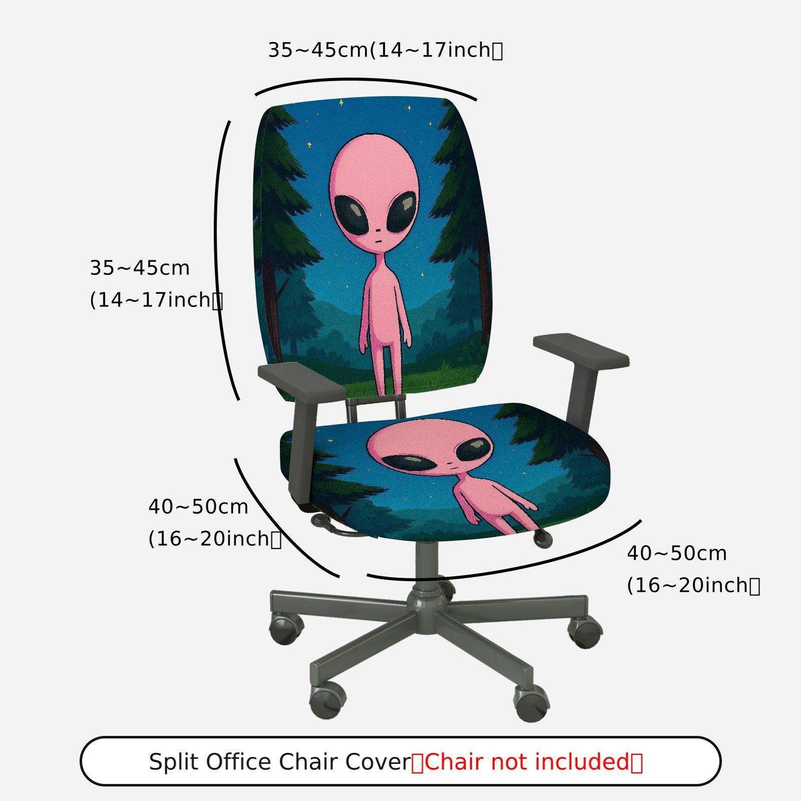 2-Piece Alien Forest Galaxy Starry Night Pink  Computer Chair Cover Set, Seat and Backrest