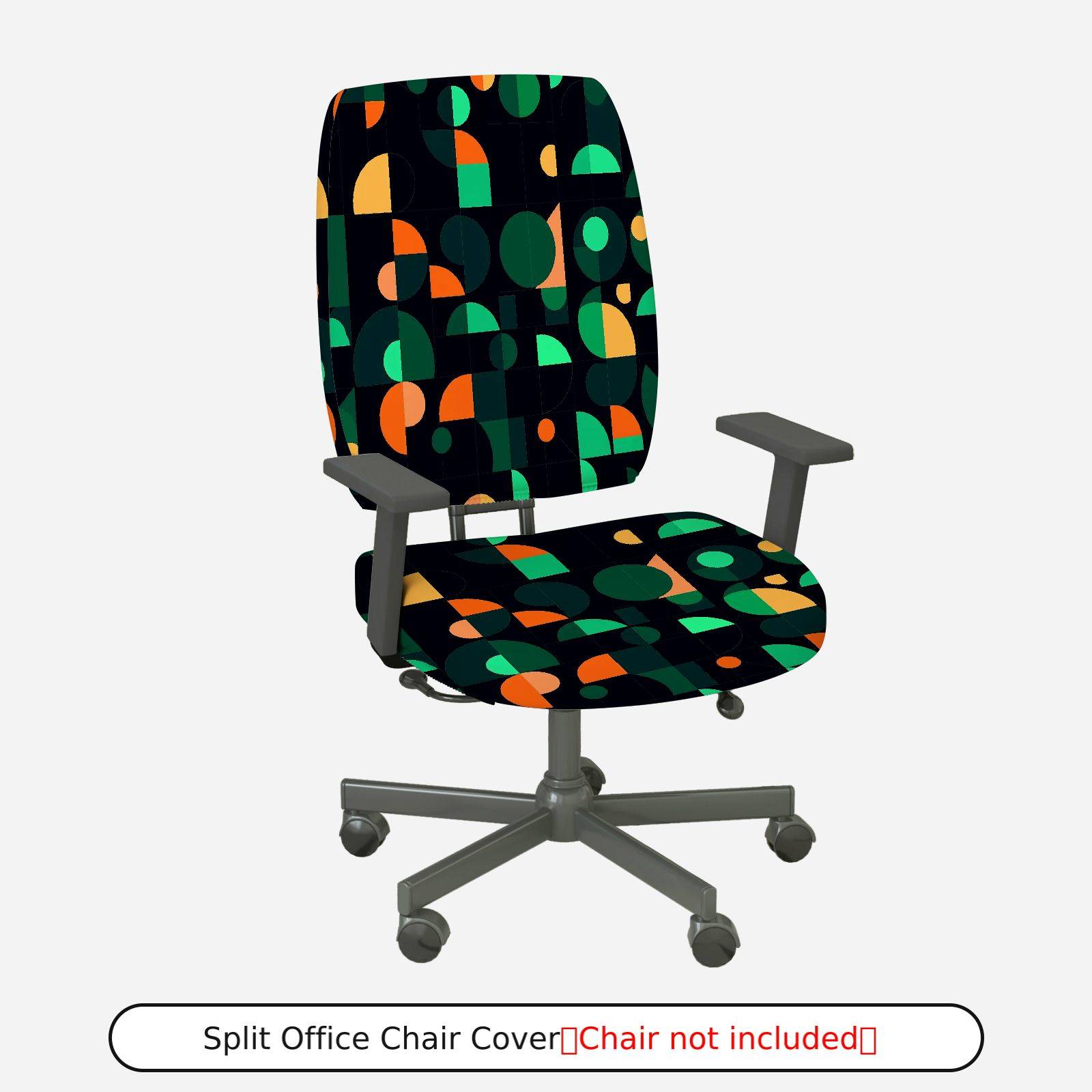 2-Piece Geometric Pattern Modern Art Colorful Vibrant Stylish  Computer Chair Cover Set, Seat and Backrest
