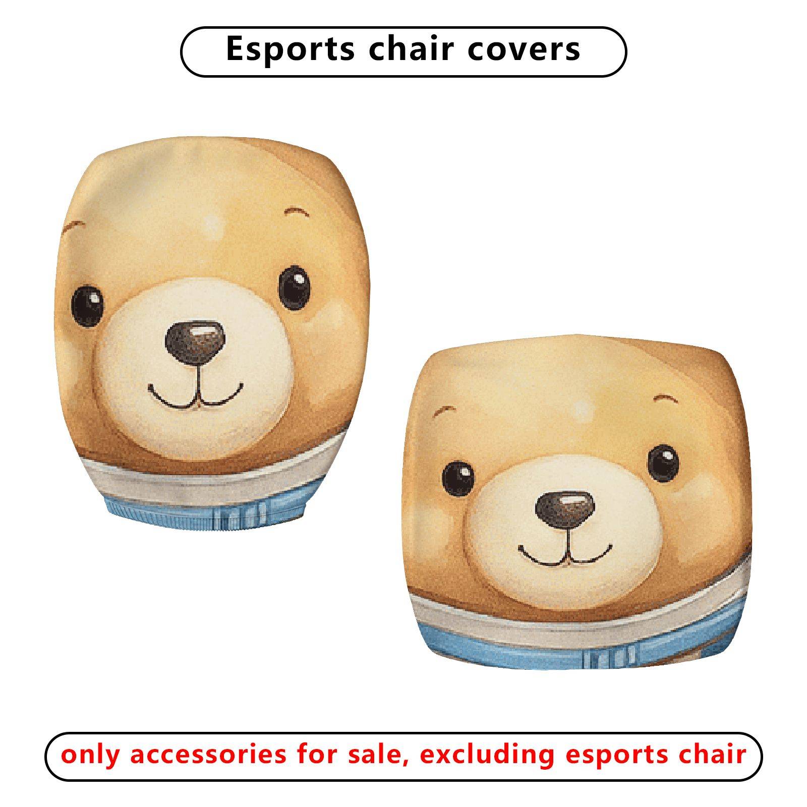 2-Piece Astronaut Bear Cloud Star Sky  Computer Chair Cover Set, Seat and Backrest