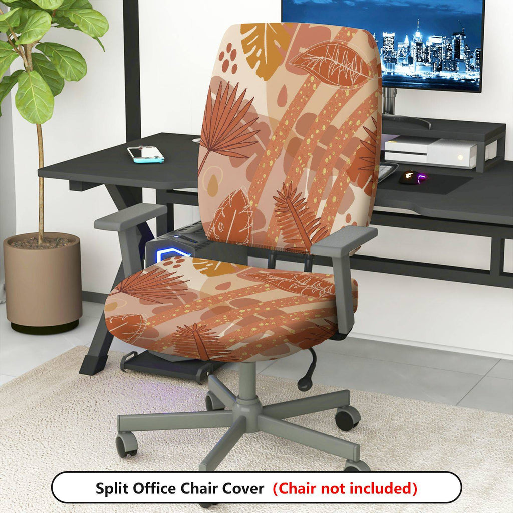 2-Piece Abstract Leaves Nature Art Pattern  Computer Chair Cover Set, Seat and Backrest