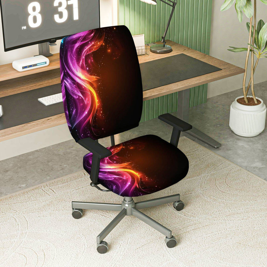 2-Piece Abstract Colorful Cosmic Star  Computer Chair Cover Set, Seat and Backrest