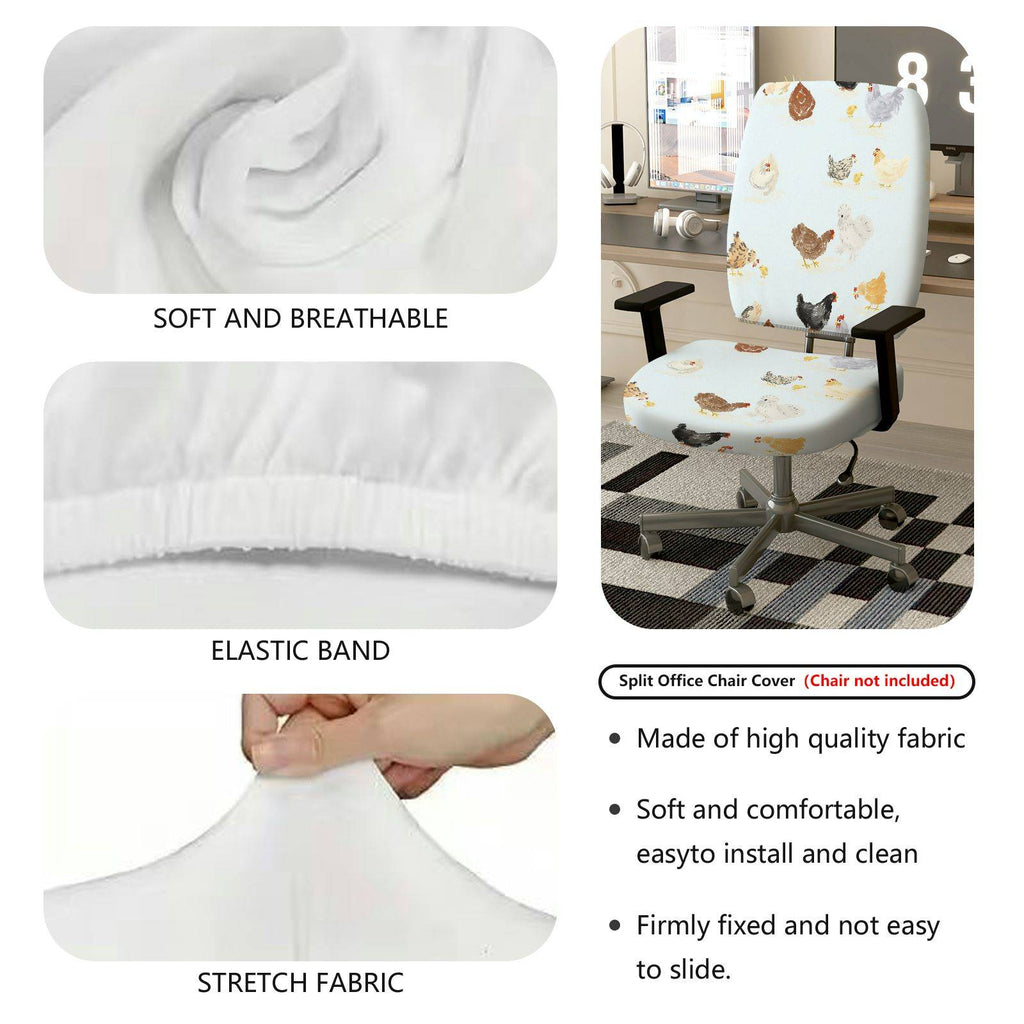 2-Piece Animal Chicken Print  Computer Chair Cover Set, Seat and Backrest