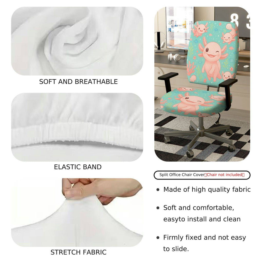 2-Piece Animal Ocean Style  Computer Chair Cover Set, Seat and Backrest