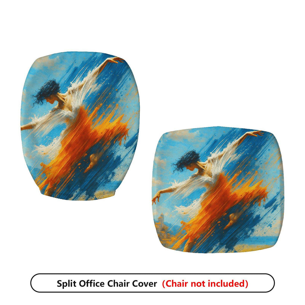 2-Piece Artistic Dance Abstract Colorful Creative Vibrant  Computer Chair Cover Set, Seat and Backrest