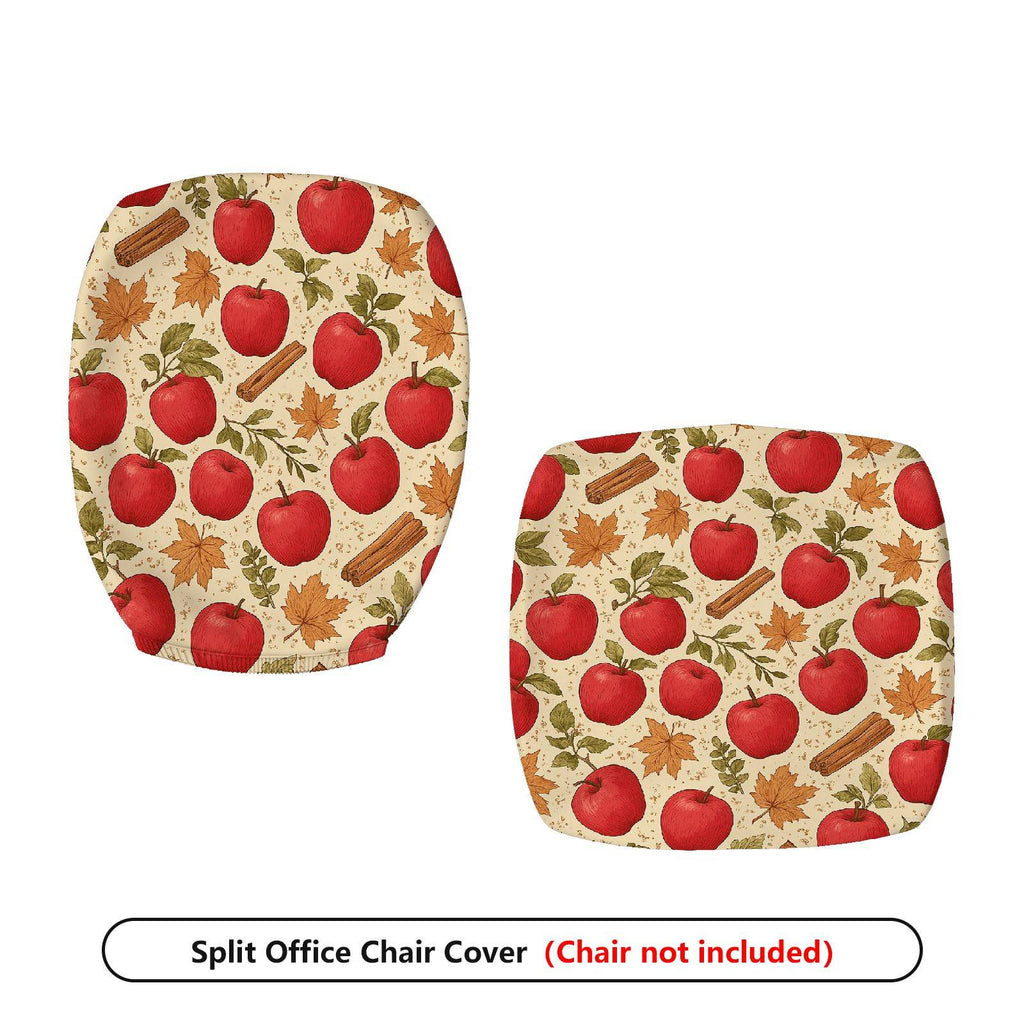 2-Piece Apple Pattern Autumn Leaves Cinnamon  Computer Chair Cover Set, Seat and Backrest