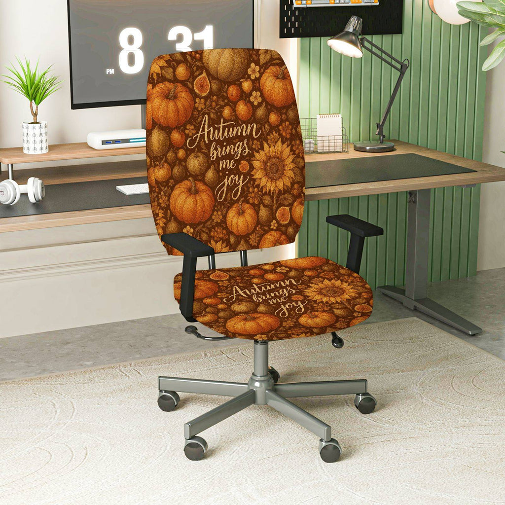 2-Piece Autumn Pumpkin Sunflower Cozy Thanksgiving Festival  Computer Chair Cover Set, Seat and Backrest