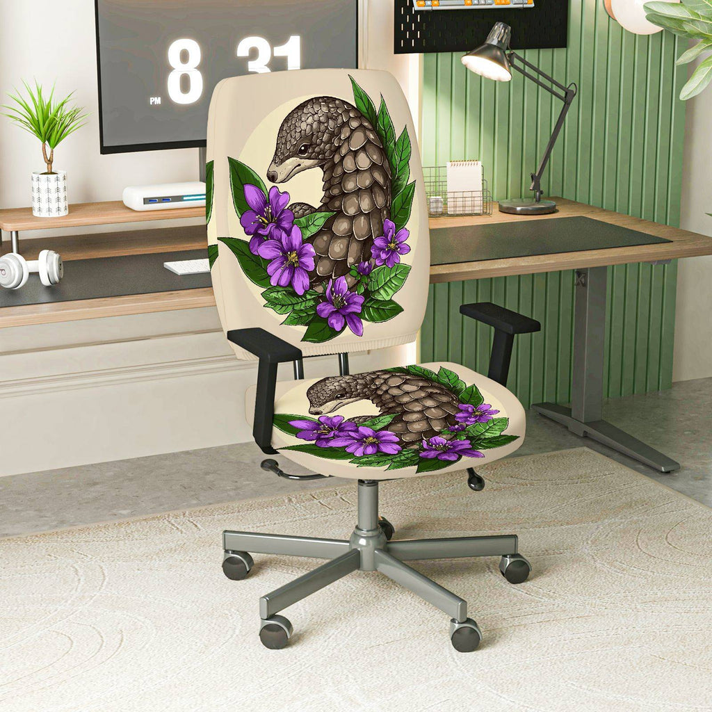 2-Piece Animal Floral Artistic Decorative  Computer Chair Cover Set, Seat and Backrest