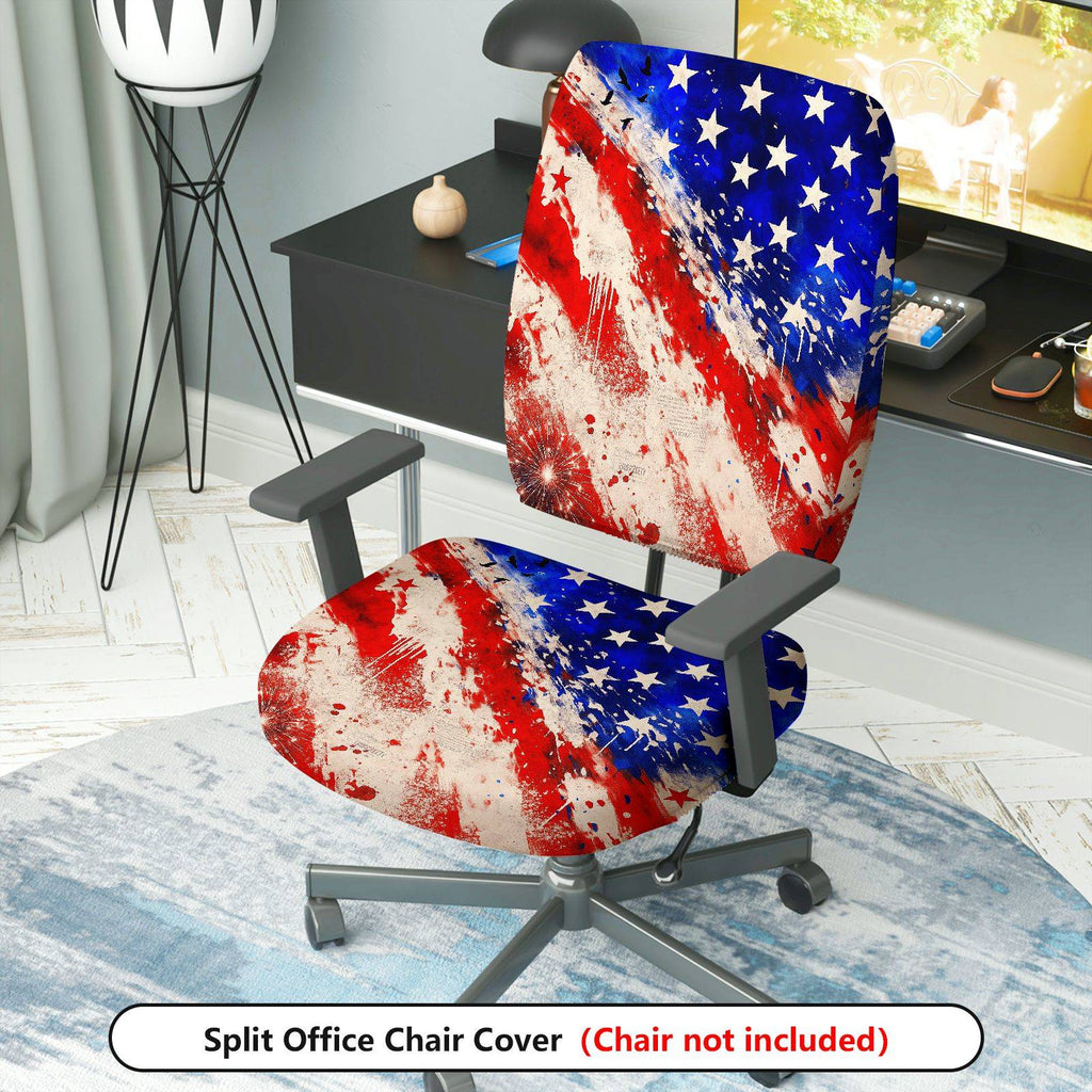 2-Piece American flag patriotic stars stripes abstract  Computer Chair Cover Set, Seat and Backrest