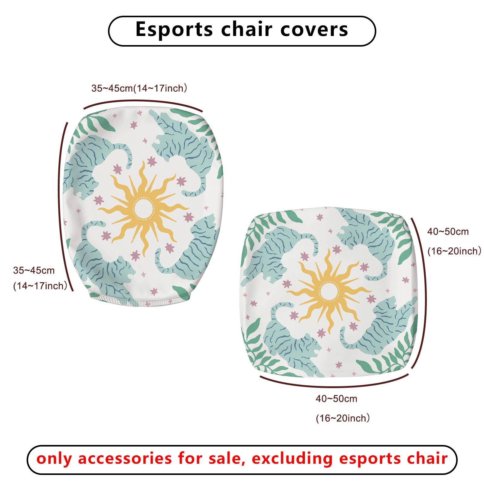 2-Piece Animal Sun Tiger Star Pattern  Computer Chair Cover Set, Seat and Backrest