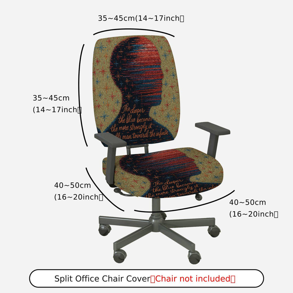2-Piece Artistic Abstract Inspirational Pattern  Computer Chair Cover Set, Seat and Backrest