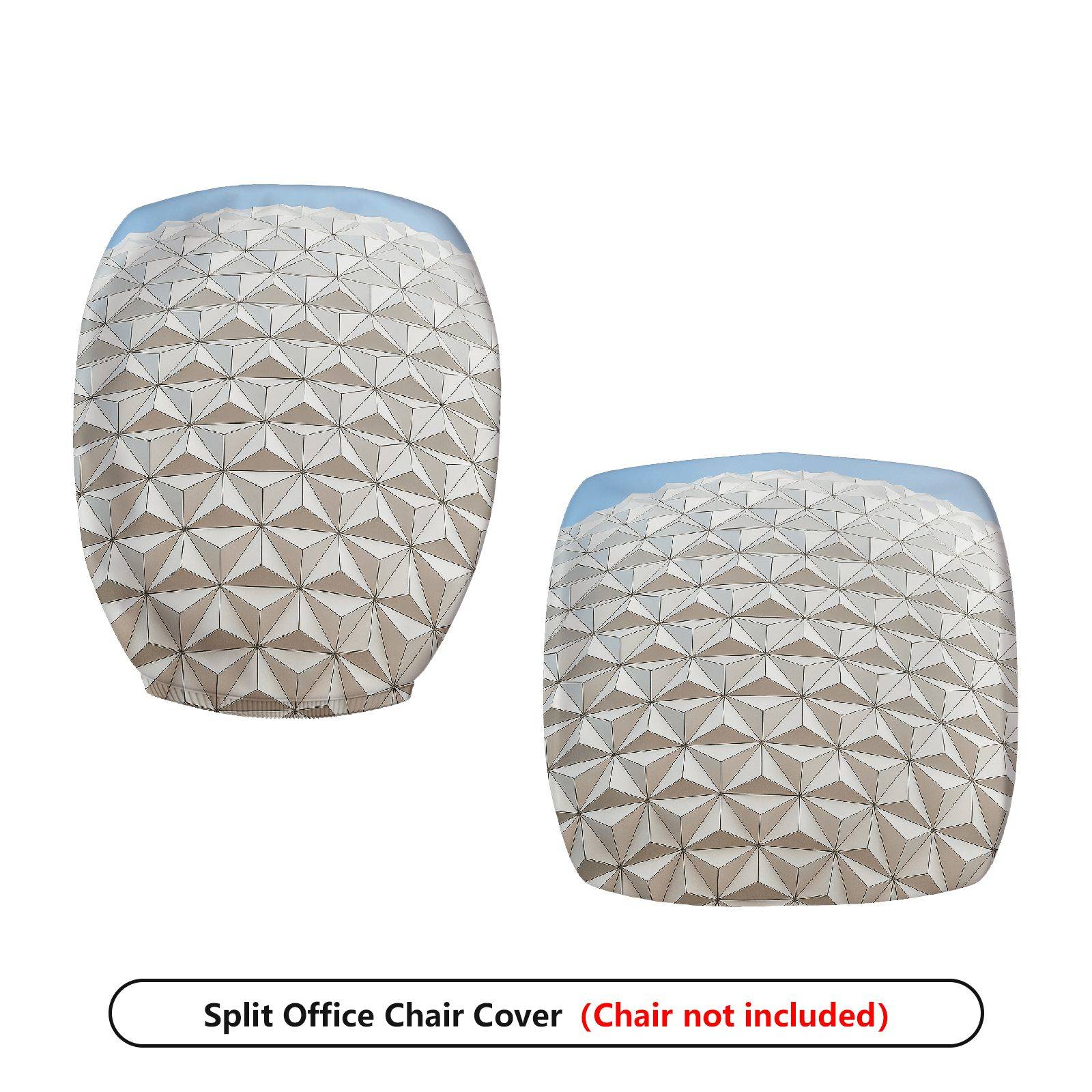 2-Piece Geometric Pattern Gray Design Decorative  Computer Chair Cover Set, Seat and Backrest