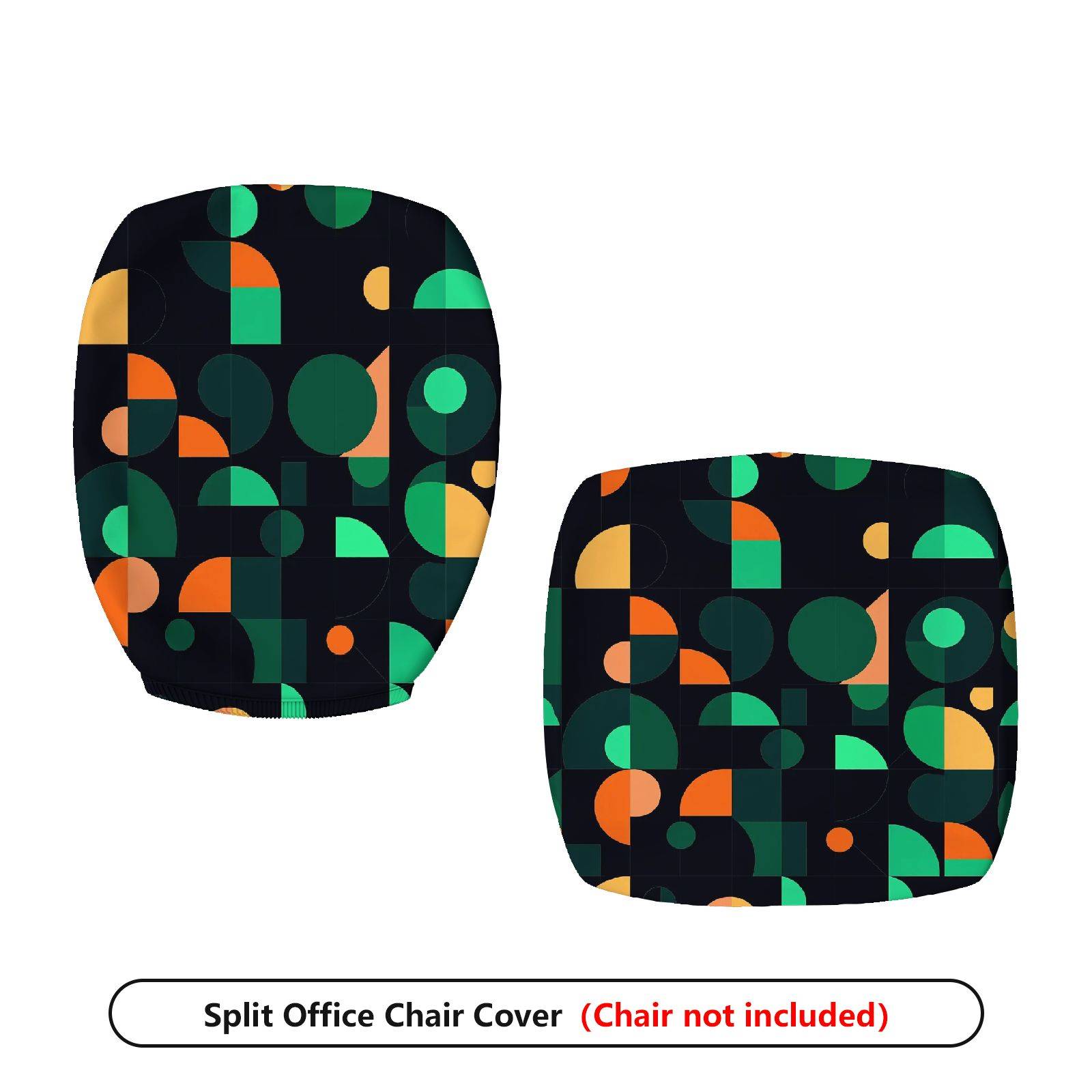 2-Piece Geometric Pattern Modern Art Colorful Vibrant Stylish  Computer Chair Cover Set, Seat and Backrest