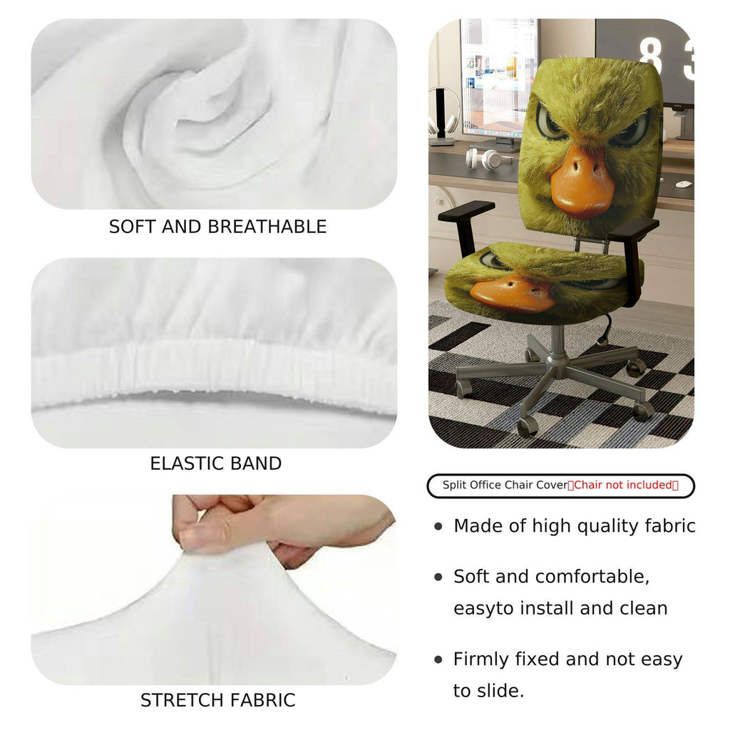 2-Piece Angry Duck Face Fun Unique Animal  Computer Chair Cover Set, Seat and Backrest