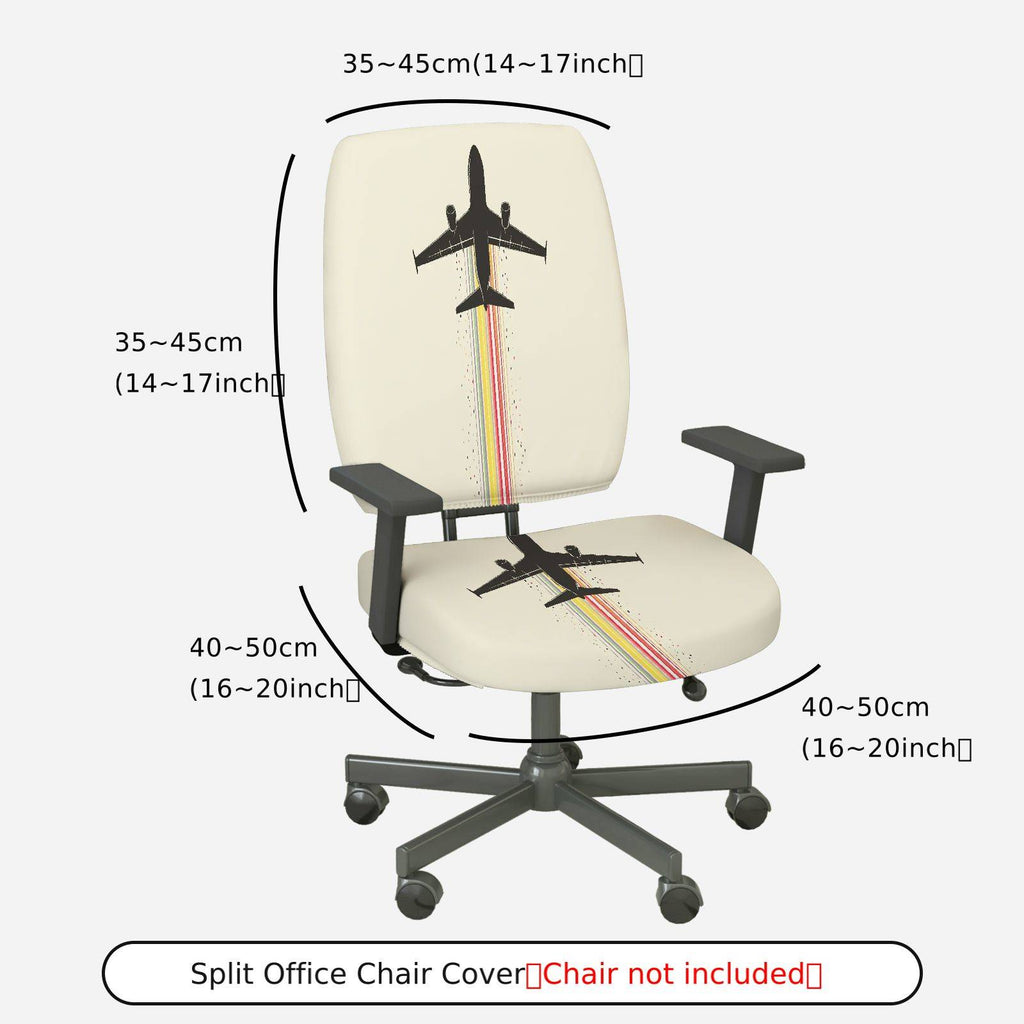 2-Piece Airplane Rainbow Creative  Computer Chair Cover Set, Seat and Backrest