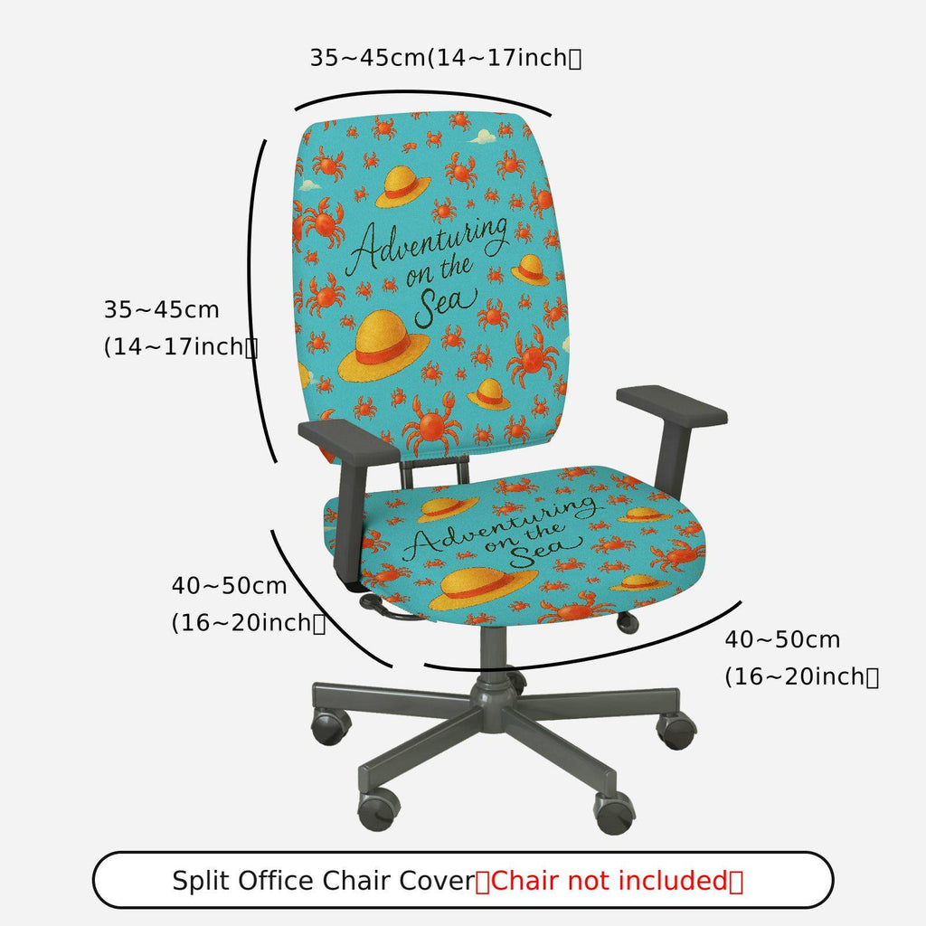 2-Piece Adventuring Sea Crab Hat Fun Blue  Computer Chair Cover Set, Seat and Backrest