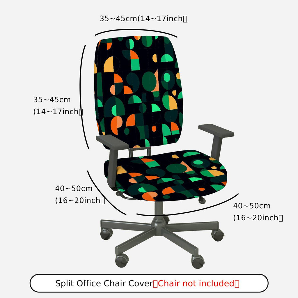 2-Piece Geometric Pattern Modern Art Colorful Vibrant Stylish  Computer Chair Cover Set, Seat and Backrest