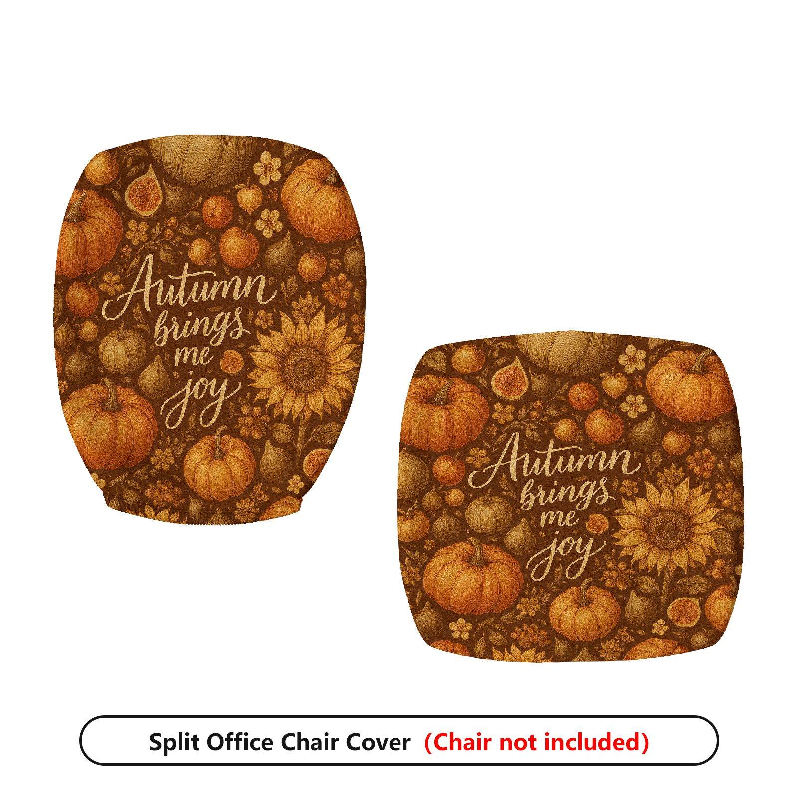 2-Piece Autumn Pumpkin Sunflower Cozy Thanksgiving Festival  Computer Chair Cover Set, Seat and Backrest