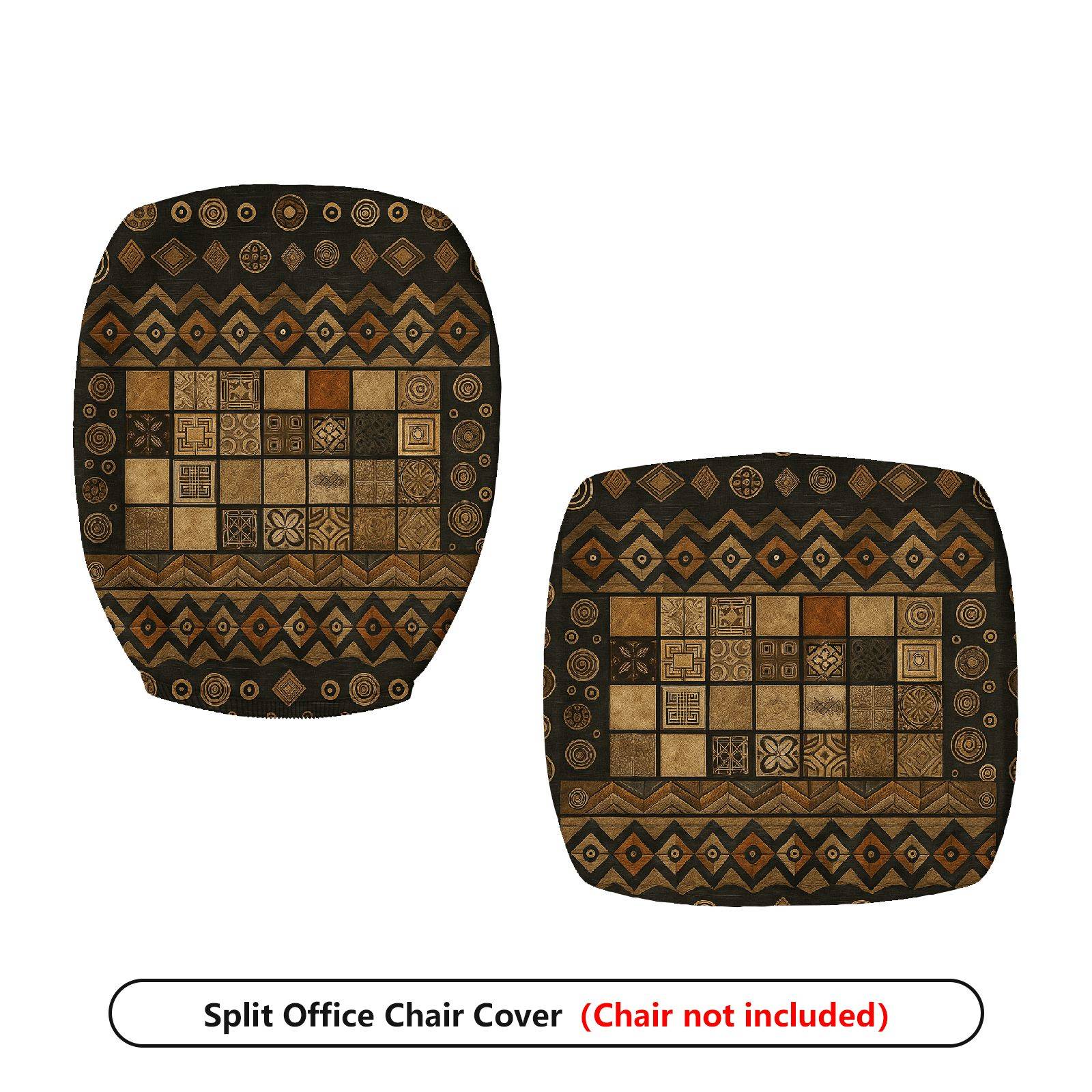 2-Piece Geometric Pattern Tribal Style  Computer Chair Cover Set, Seat and Backrest