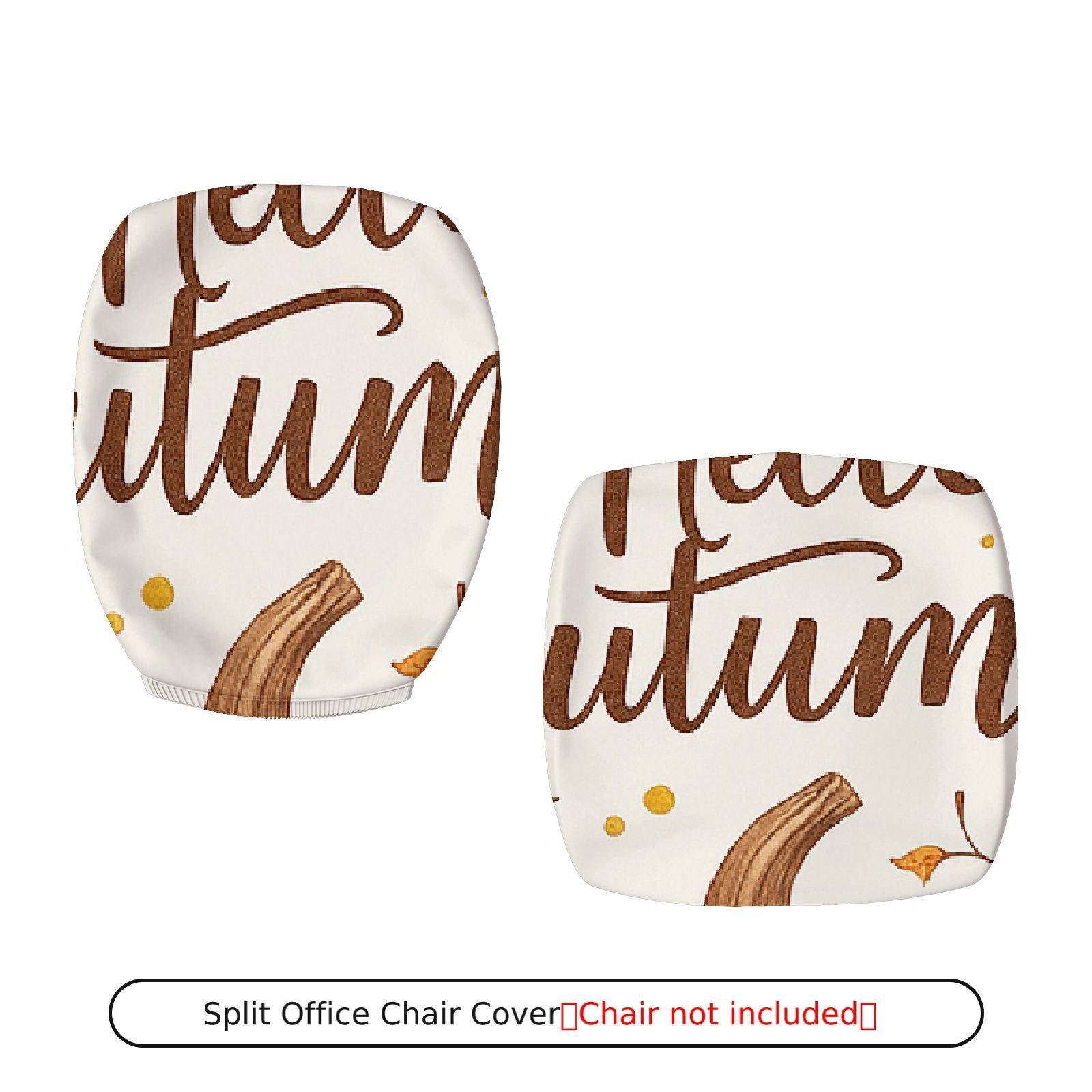 2-Piece Autumn Pumpkin Maple Leaves Acorn Fall  Computer Chair Cover Set, Seat and Backrest