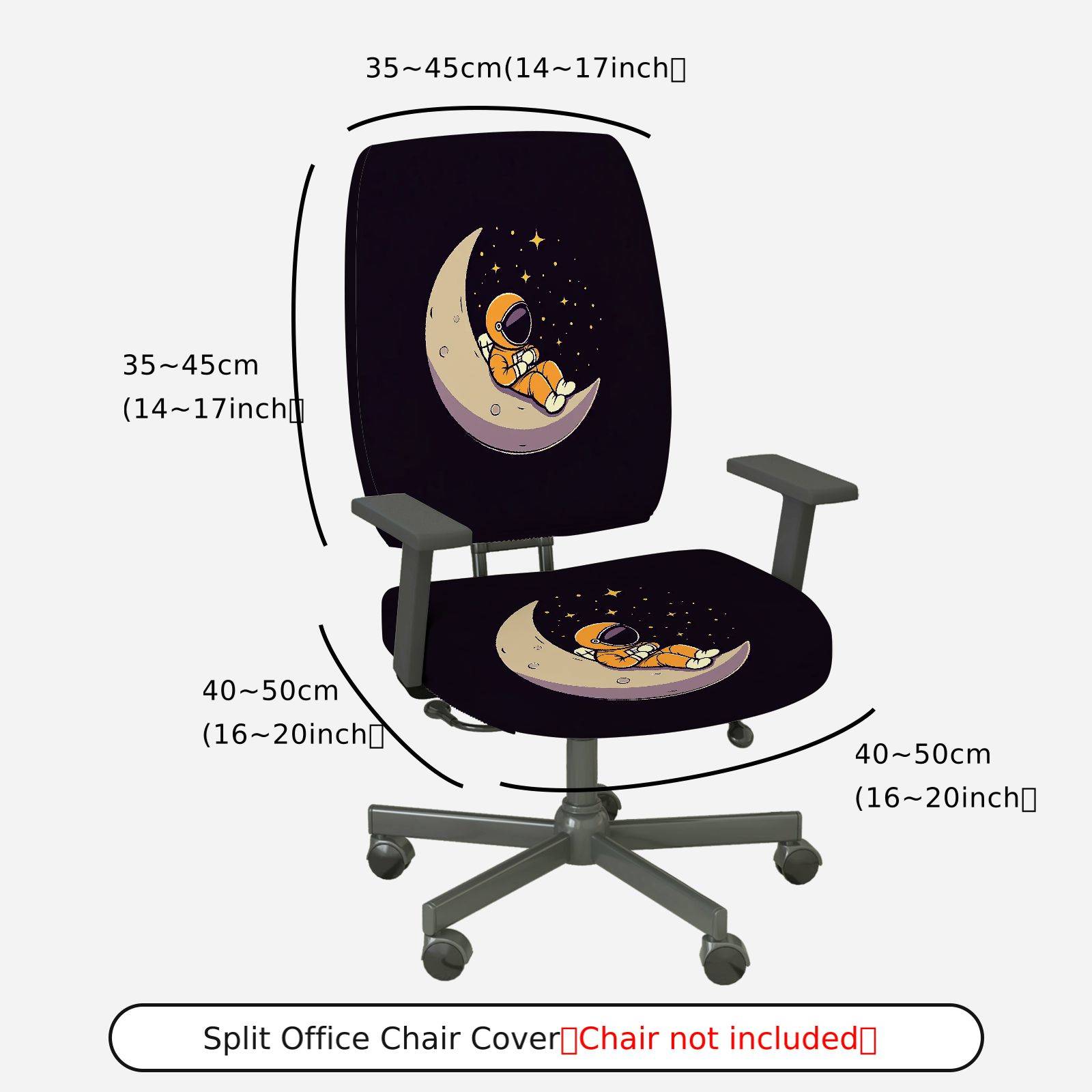 2-Piece Astronaut Moon Starry Night Space Universe  Computer Chair Cover Set, Seat and Backrest