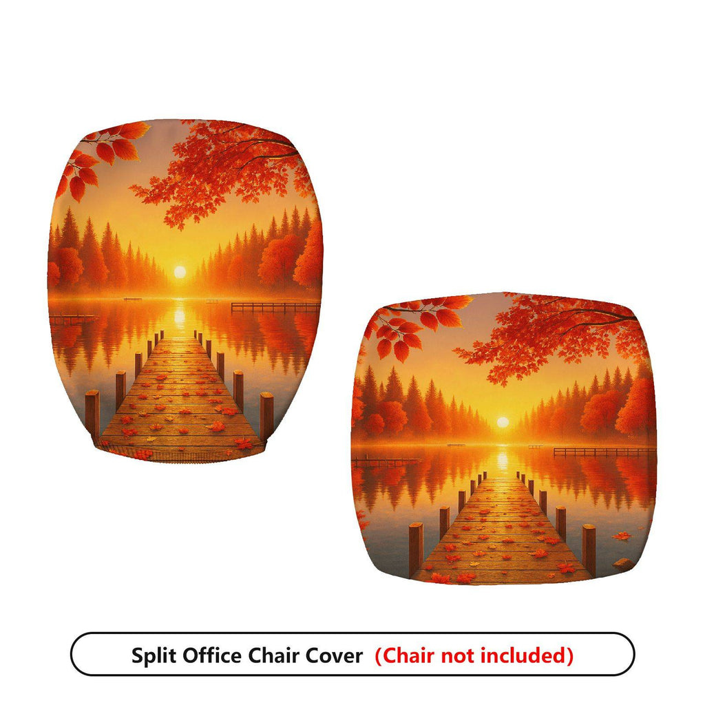 2-Piece Autumn Sunset Scenic Nature Landscape Beauty  Computer Chair Cover Set, Seat and Backrest