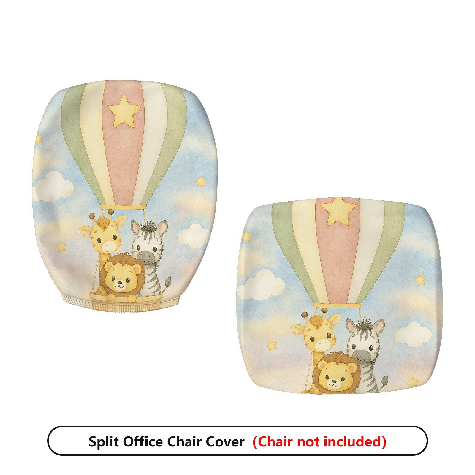 2-Piece Balloons Animals Clouds Stars  Computer Chair Cover Set, Seat and Backrest