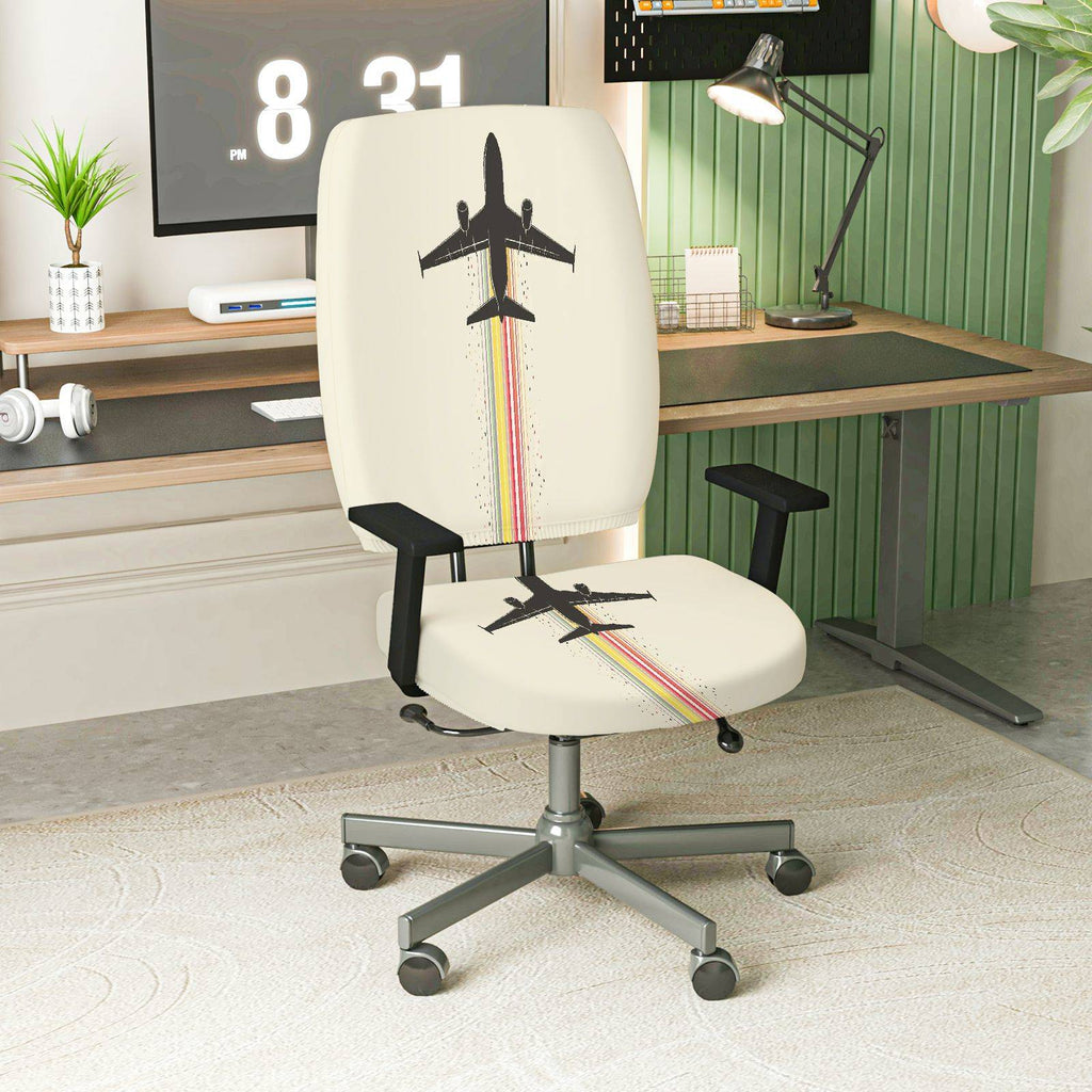2-Piece Airplane Rainbow Creative  Computer Chair Cover Set, Seat and Backrest