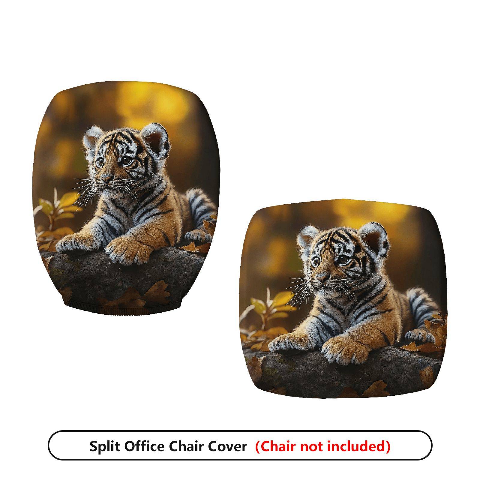 2-Piece Adorable Tiger Artistic Autumn Nature  Computer Chair Cover Set, Seat and Backrest