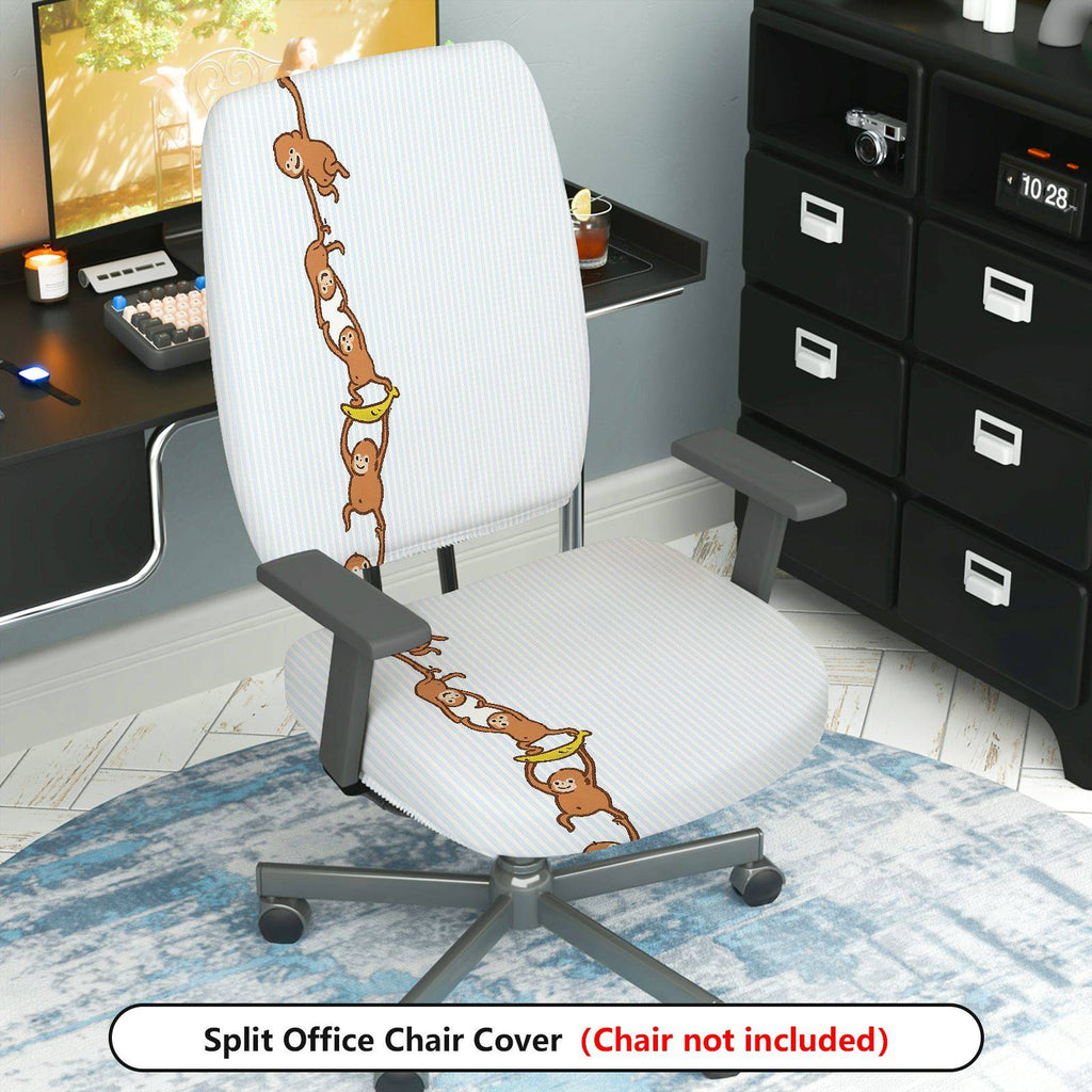 2-Piece Animal Fun Playful Hanging Monkey  Computer Chair Cover Set, Seat and Backrest