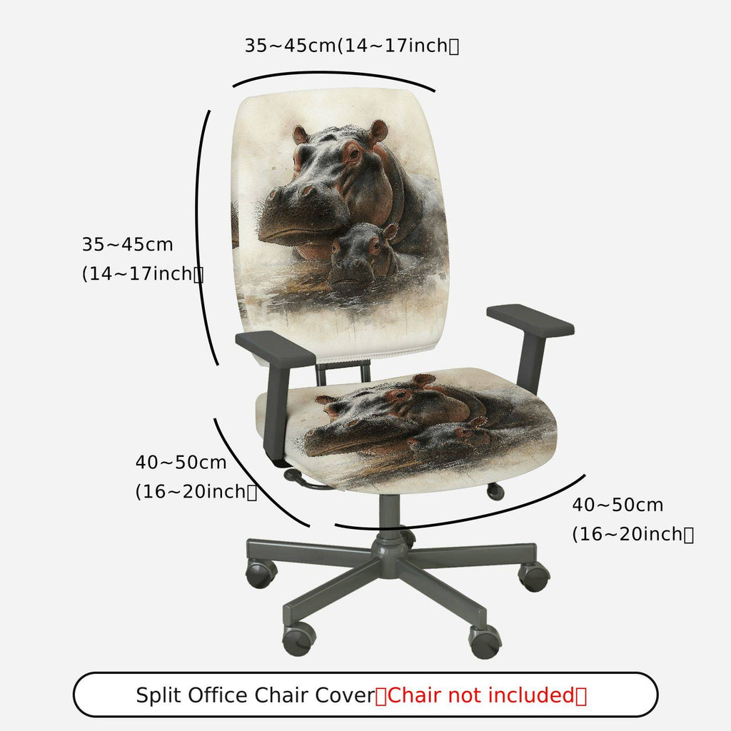 2-Piece Animal Hippo Print Decorative Stylish Creative Unique  Computer Chair Cover Set, Seat and Backrest