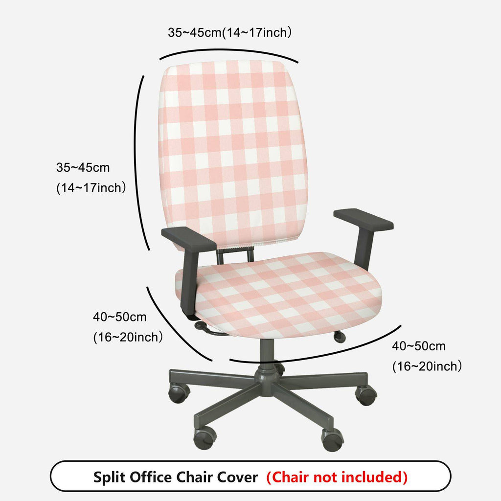 2-Piece Pink Plaid Checkered Pattern Modern  Computer Chair Cover Set, Seat and Backrest