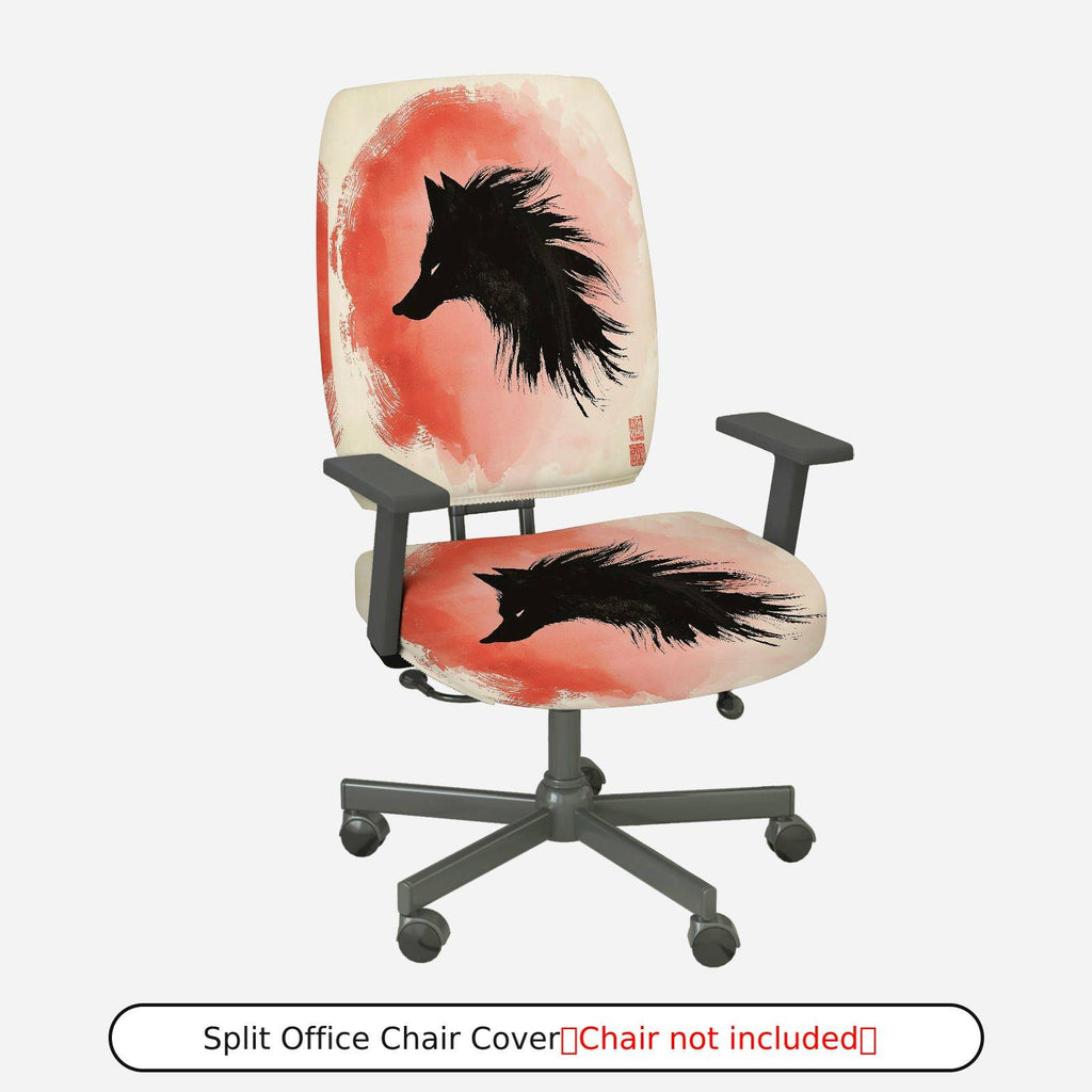 2-Piece Artistic Wolf Design Modern Stylish Unique Creative  Computer Chair Cover Set, Seat and Backrest