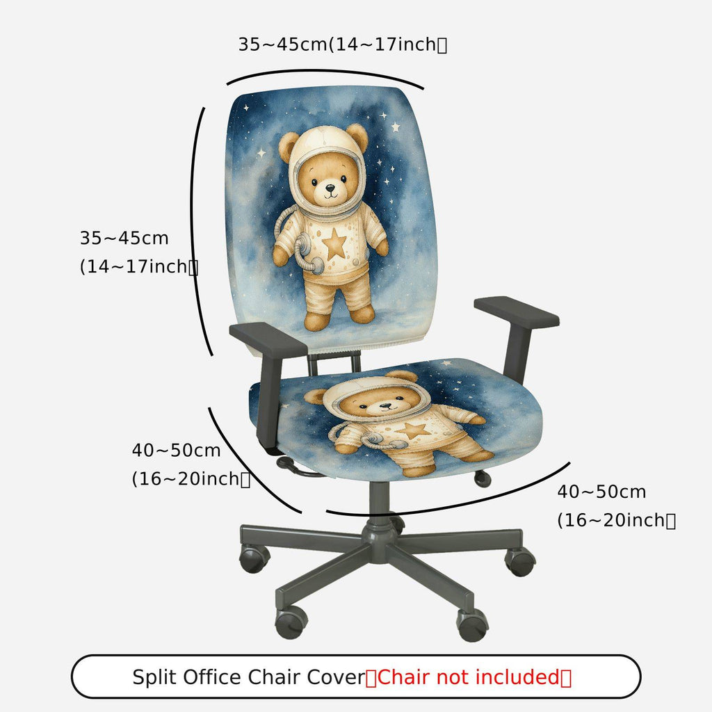2-Piece Astronaut Bear Starry Sky Universe Space  Computer Chair Cover Set, Seat and Backrest