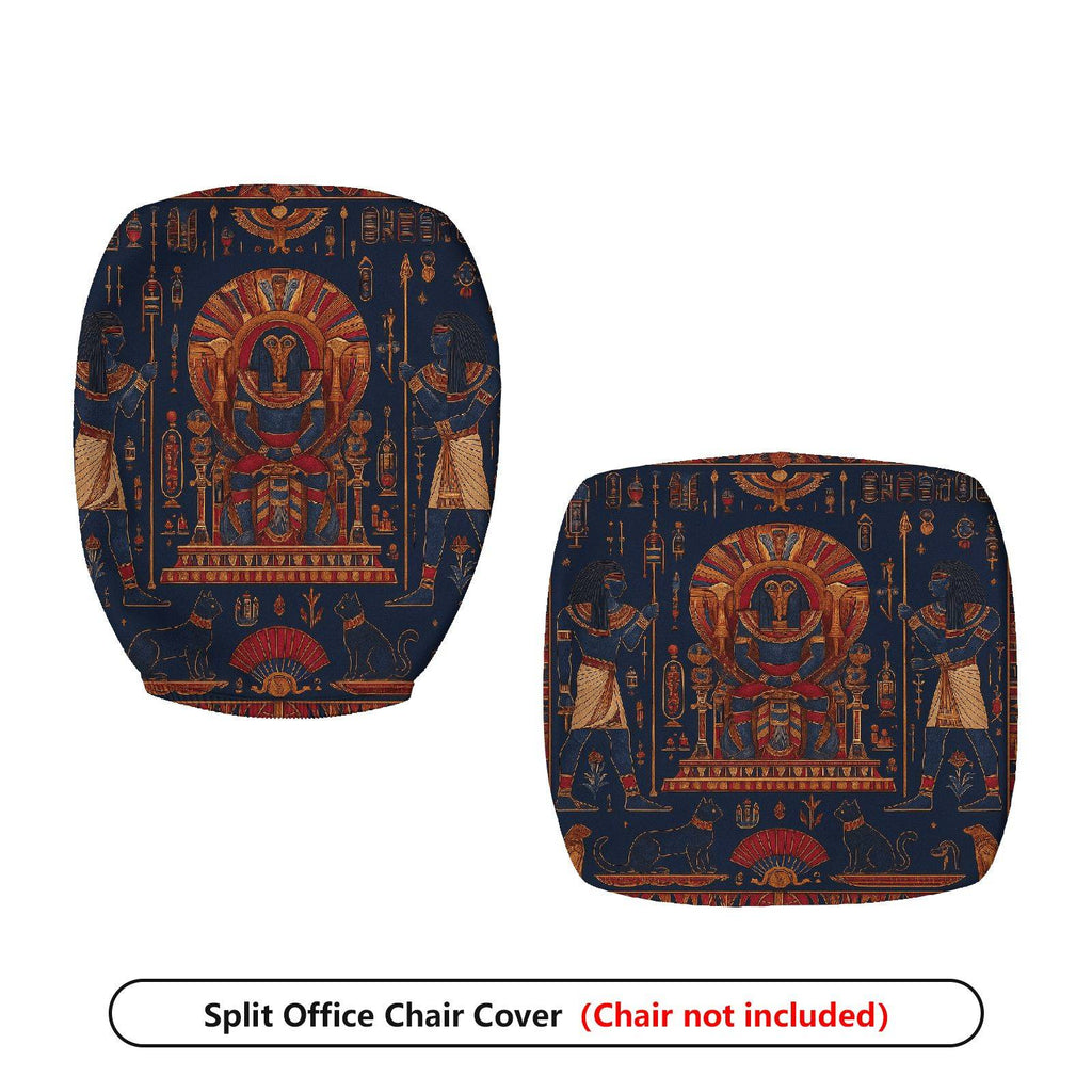 2-Piece Ancient Egyptian Pharaoh Hieroglyphs Decorative Art  Computer Chair Cover Set, Seat and Backrest