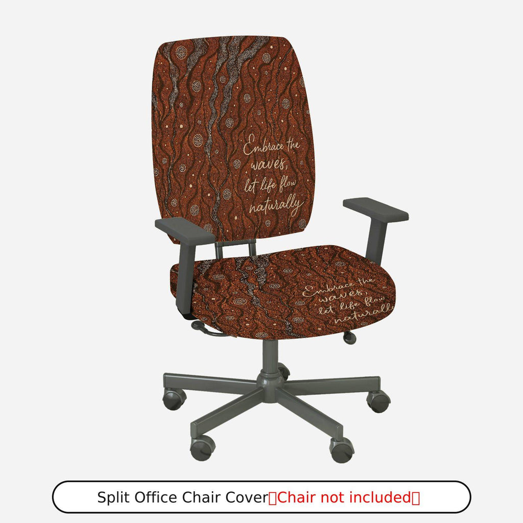 2-Piece Abstract Bohemian Artistic Waves Motif Printed  Computer Chair Cover Set, Seat and Backrest