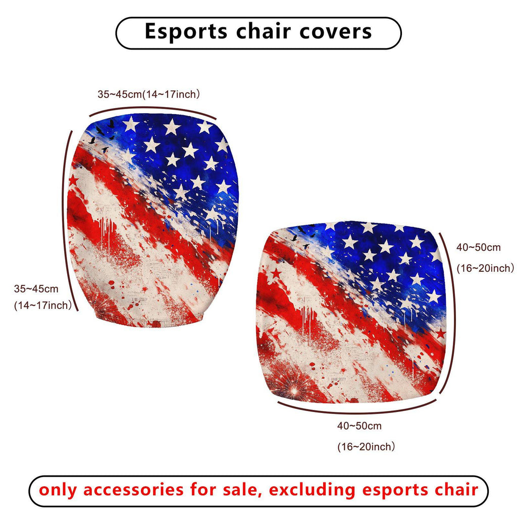 2-Piece American flag patriotic stars stripes abstract  Computer Chair Cover Set, Seat and Backrest