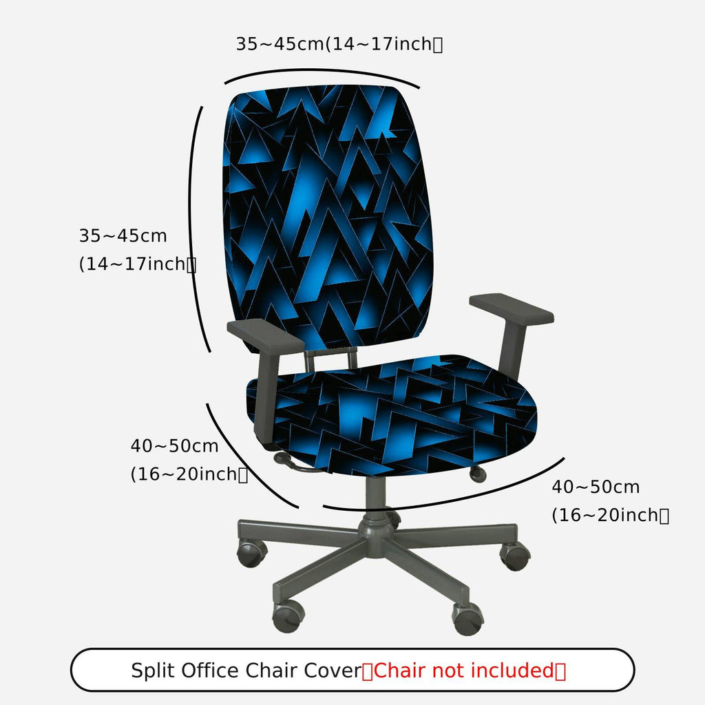 2-Piece Geometric Blue Abstract Triangle Pattern  Computer Chair Cover Set, Seat and Backrest