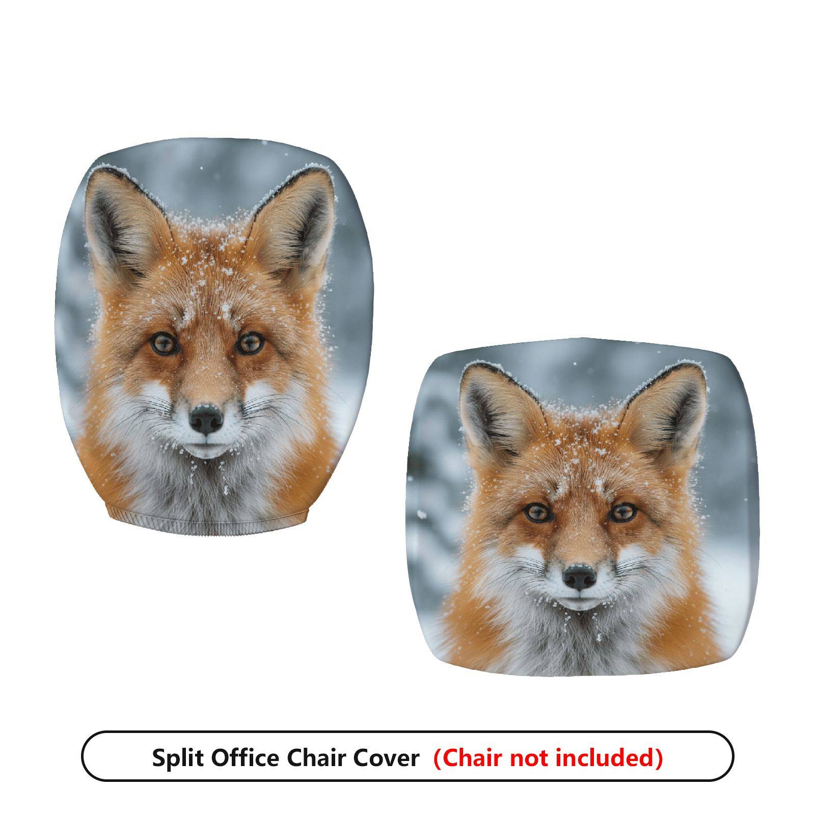2-Piece Animal Nature Fox Snow Winter  Computer Chair Cover Set, Seat and Backrest