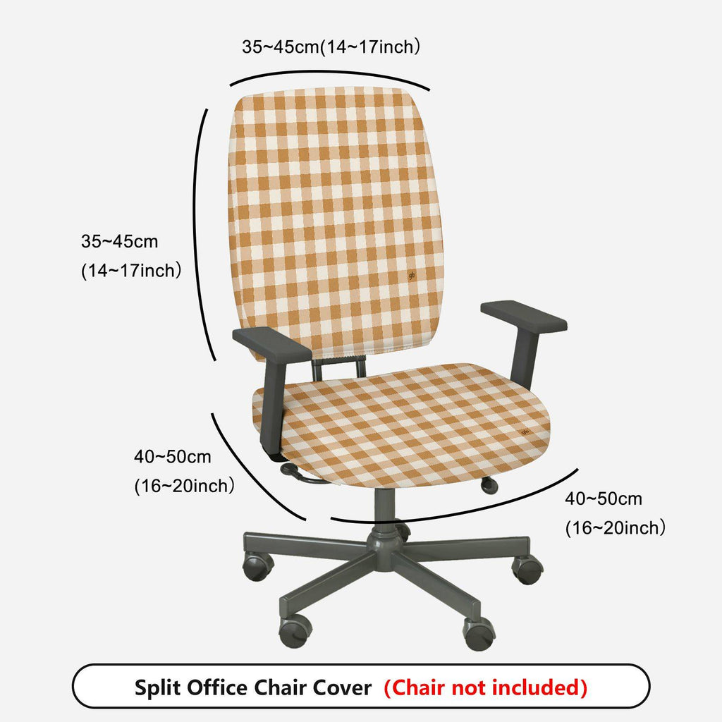 2-Piece Plaid Pattern Checkered Style Universal  Computer Chair Cover Set, Seat and Backrest
