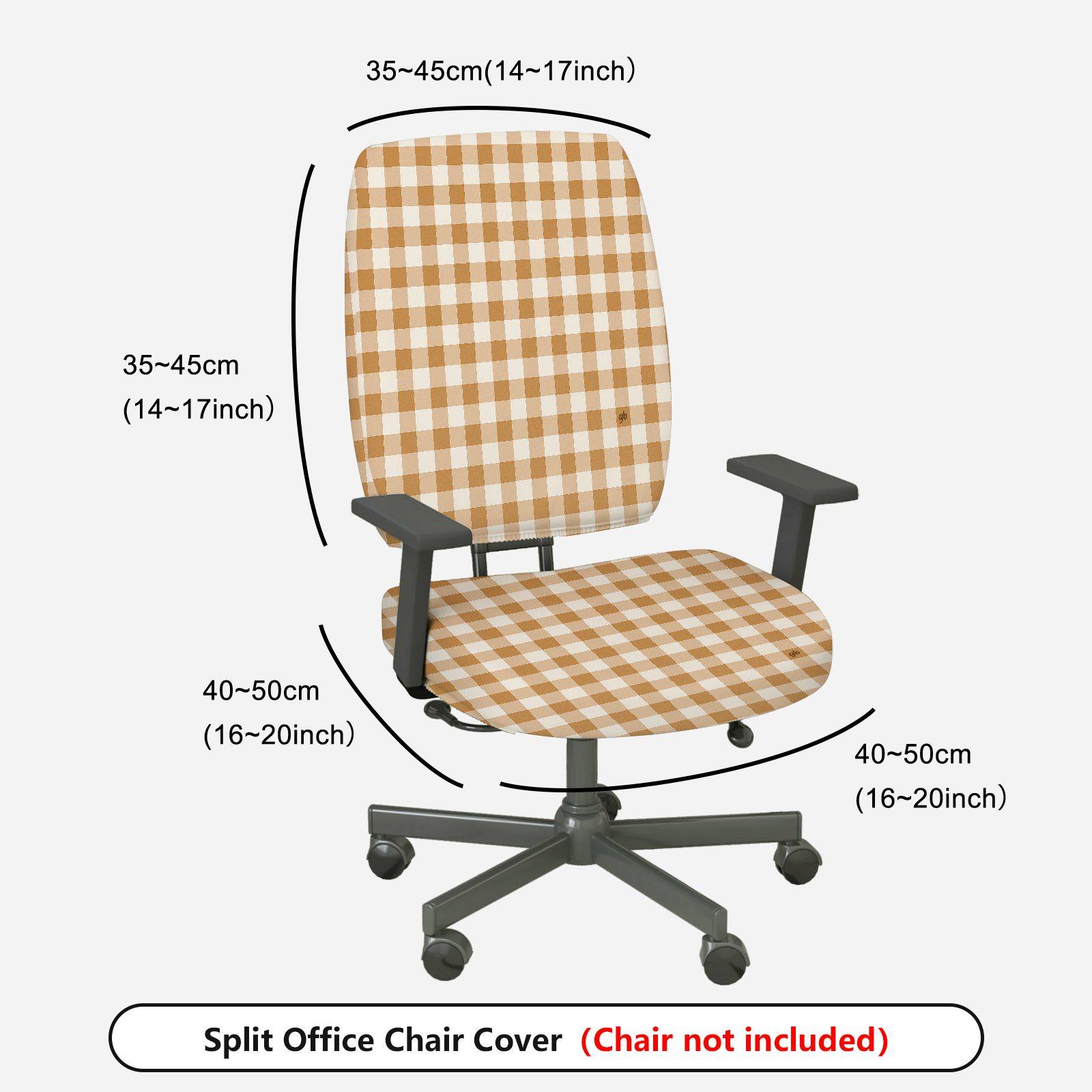2-Piece Plaid Pattern Checkered Style Universal  Computer Chair Cover Set, Seat and Backrest