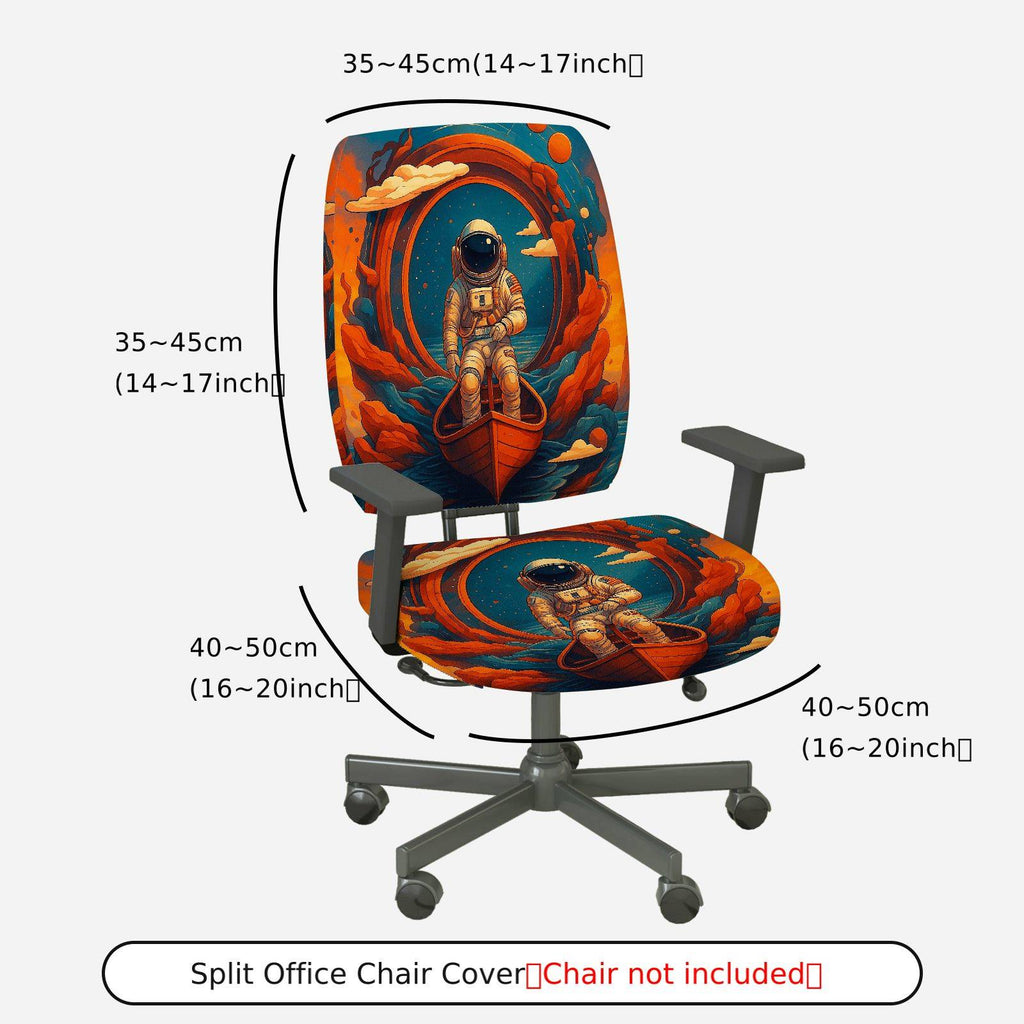 2-Piece Astronaut Space Adventure Ocean Boat Galaxy  Computer Chair Cover Set, Seat and Backrest