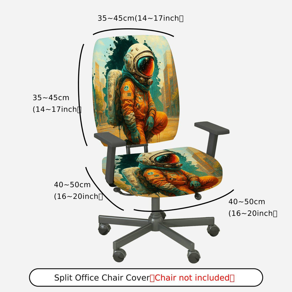 2-Piece Astronaut Space Art Urban Starry  Computer Chair Cover Set, Seat and Backrest