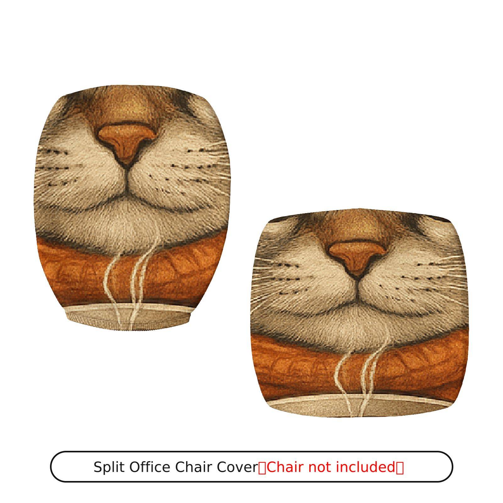 2-Piece Autumn Cat Coffee Leaves Cozy  Computer Chair Cover Set, Seat and Backrest