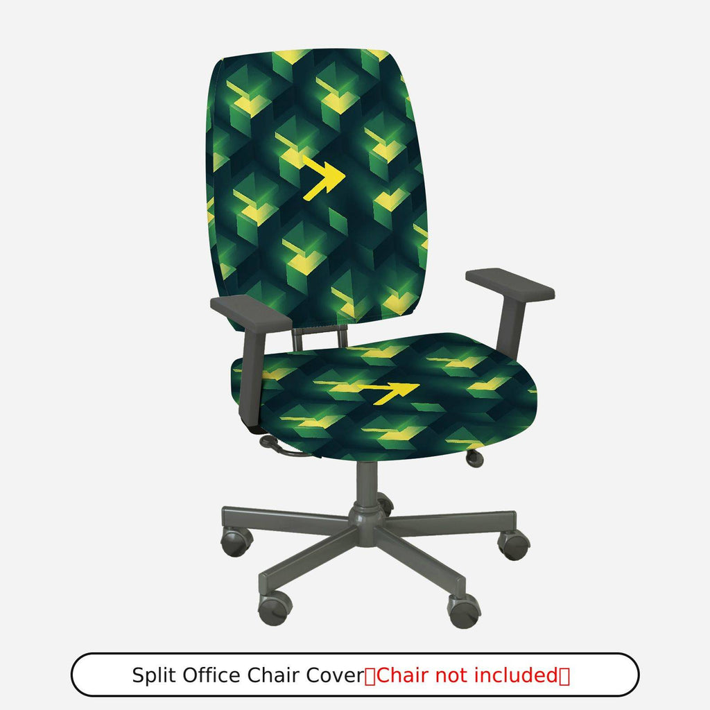 2-Piece Geometric Green Arrow Pattern  Computer Chair Cover Set, Seat and Backrest