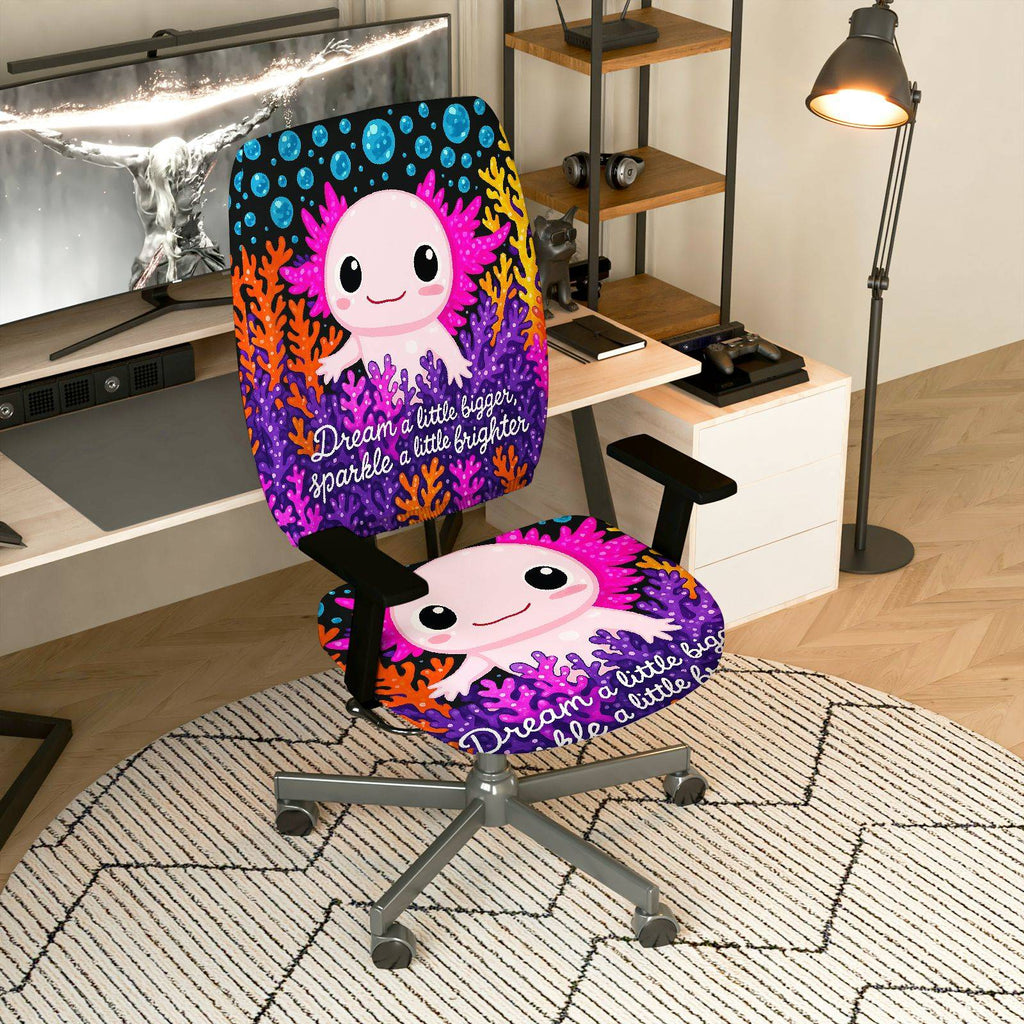 2-Piece Animal Inspirational Colorful Coral Bubble  Computer Chair Cover Set, Seat and Backrest
